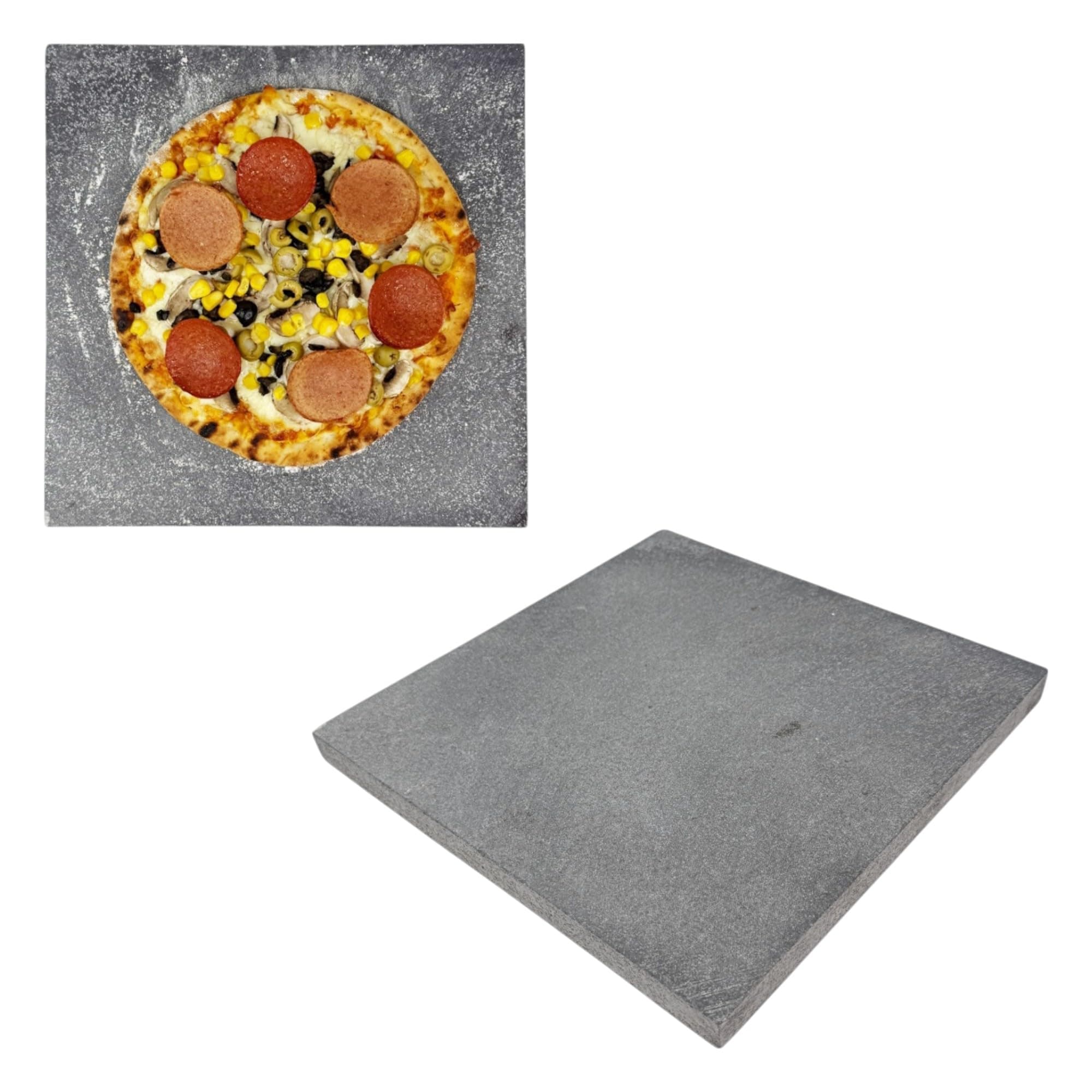 Baking Pizza Lava Stone. Bread Making 100% Natural Volcanic Square Serving Stone. Multi-Purpose Oven & BBQ, Grill. High Heat Retention. (30x30cm)