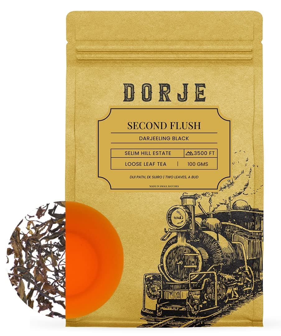 DORJE TEAS Darjeeling Second Flush Black Tea Leaves Muscatel Black Tea, Premium Tea Loose 100% Organic Improves Digestion & Metabolism (Pack of 1, 100 gm)
