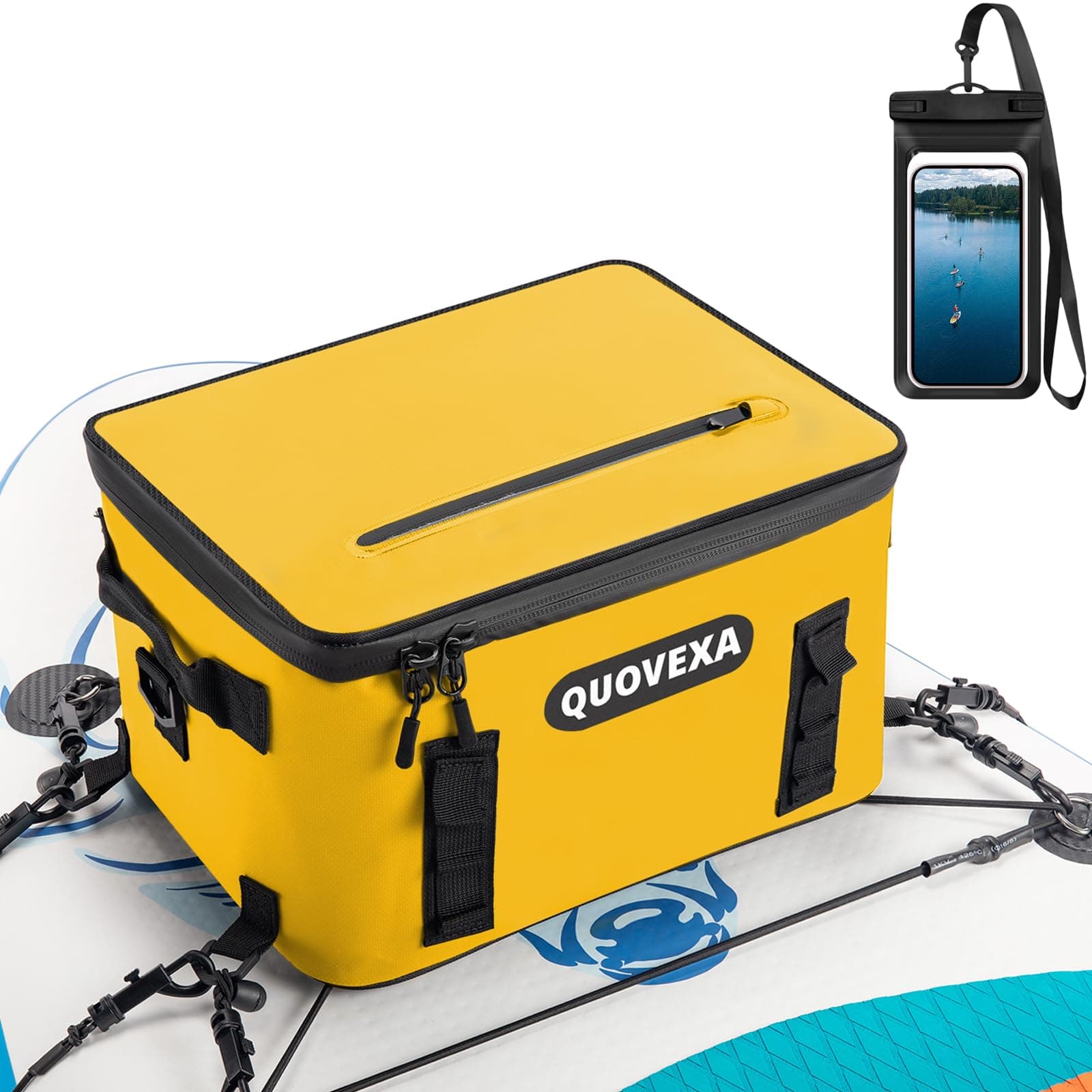 Paddle Board Cooler Bag, Sup Cooler, Coolers Deck Bag with 4 Pockets, Kayak Cooler Fits 30 Cans, Deck Coolers Bag for Paddleboard, Paddle Board Accessories with Phone Pouch