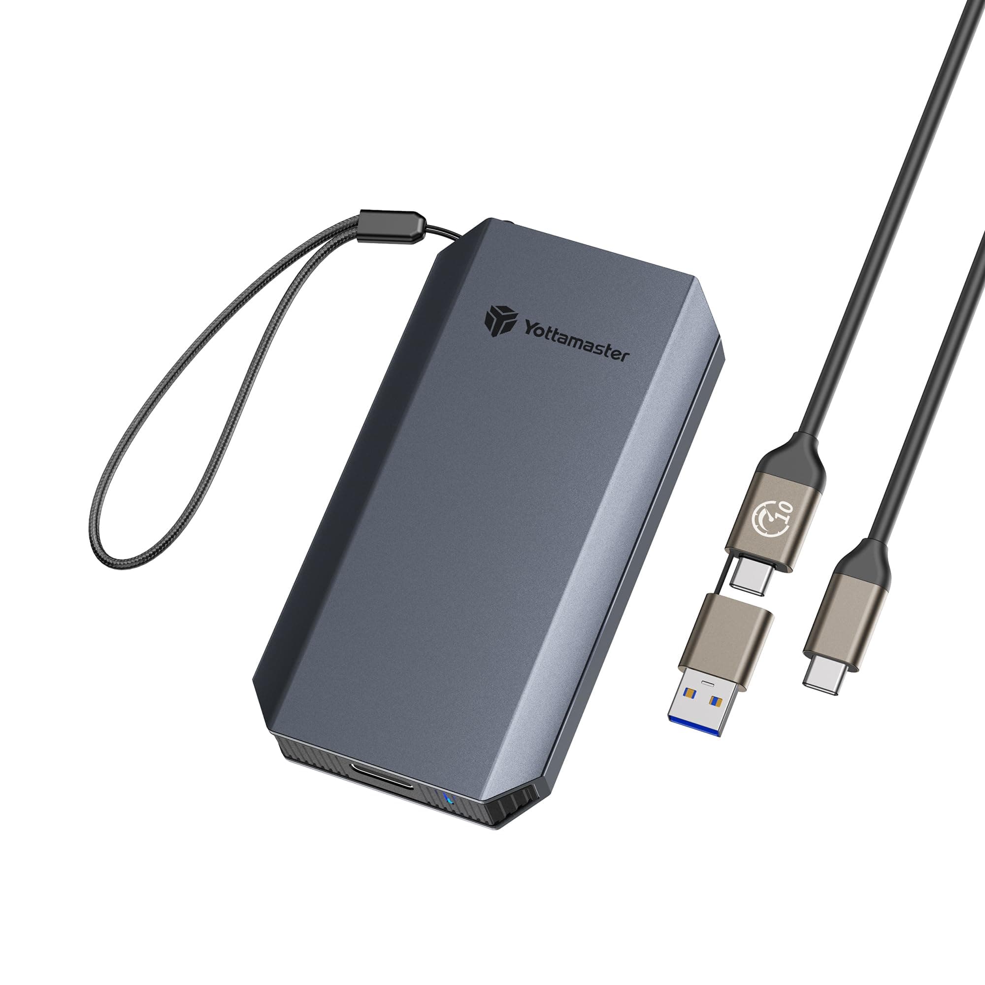 Yottamaster 1TB External SSD, Up to 460MB/s 2 in 1 USB C Cable & Lanyard Portable Solid State Drives, Supports 4K ProRes HDR Compatible with iPhone 17 Pro Max, Smartphone, Tablet, Laptop