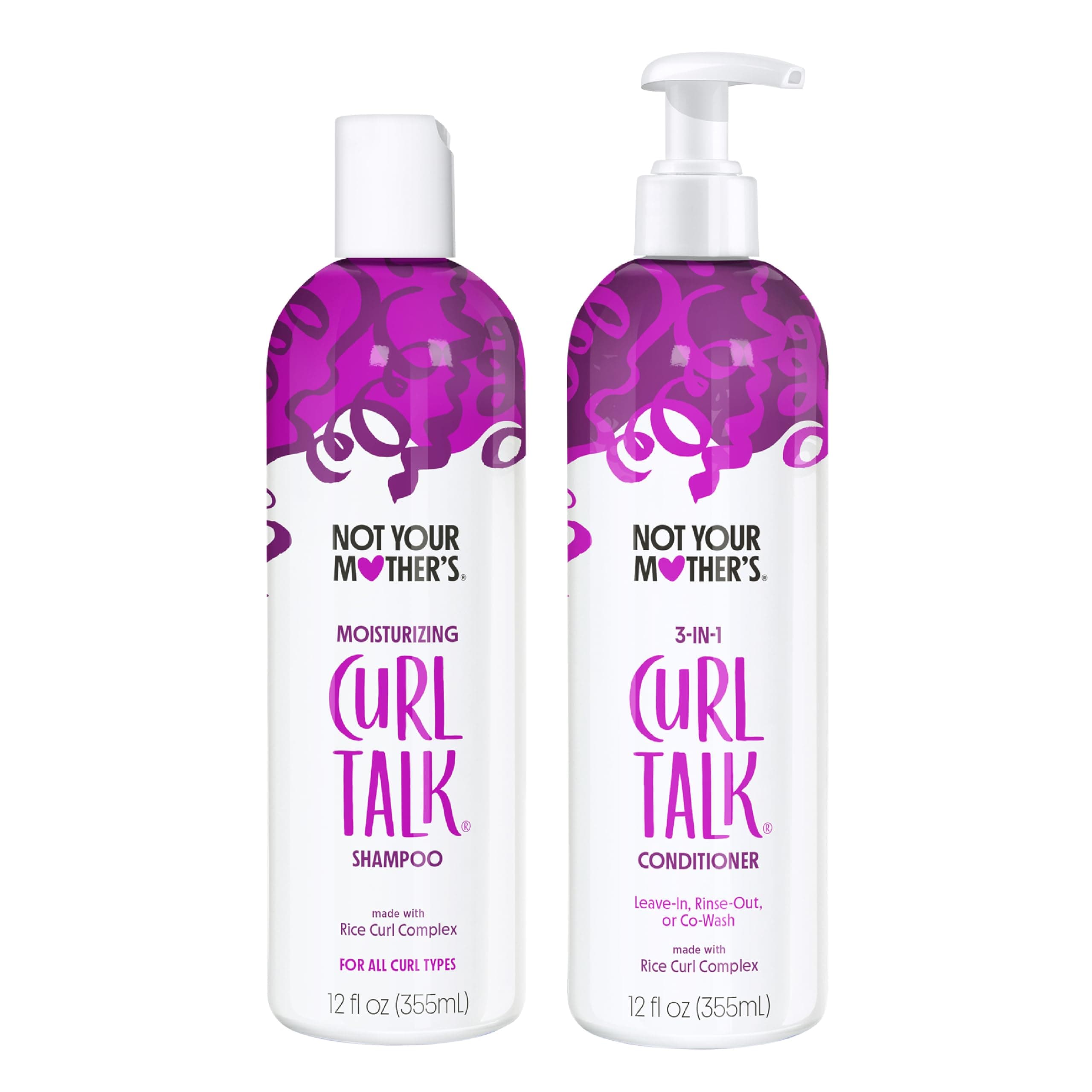 Curl Talk Shampoo and Conditioner Set for Curly Hair - (2 Pack) 12 fl oz - Shampoo and Conditioner for Women with All Curl Types - Cleanse & Hydrate Curly Hair - Control Frizz