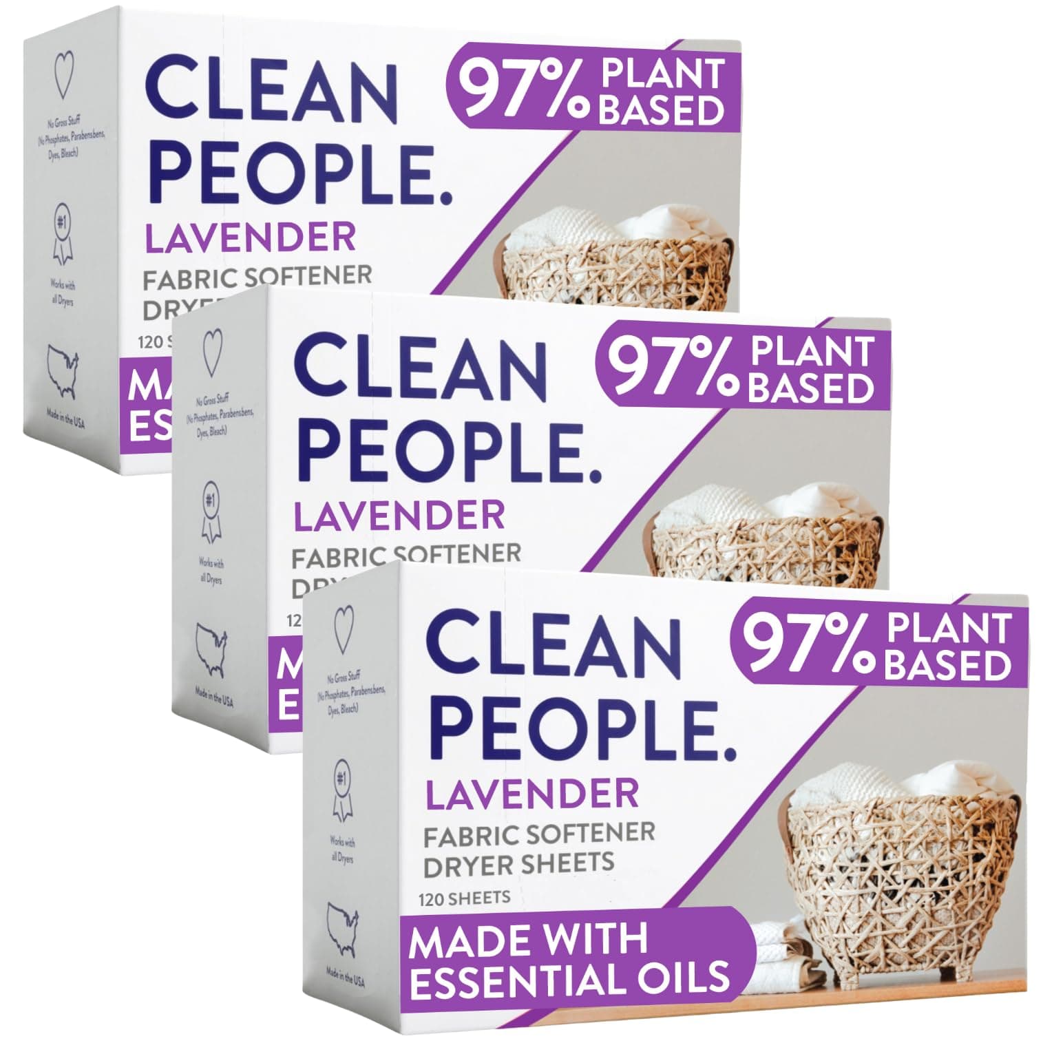 Fabric Softener Sheets - Dryer Sheets - Softens & Removes Static Cling - Vegan Laundry Softener, Essential Oils - Lavender 360 Pack