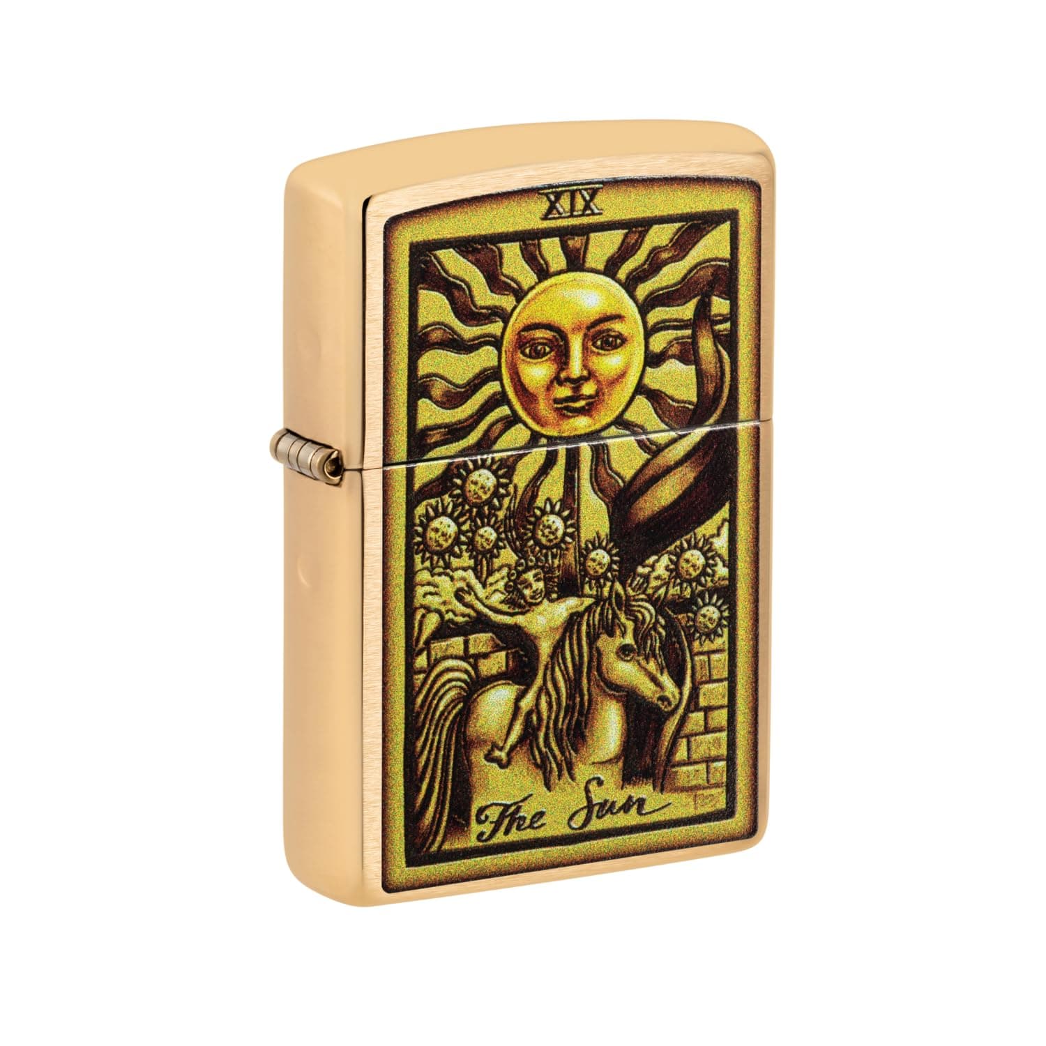 Zippo Tarot Card Brushed Brass Windproof Pocket Lighter, Without Fuel and Gas