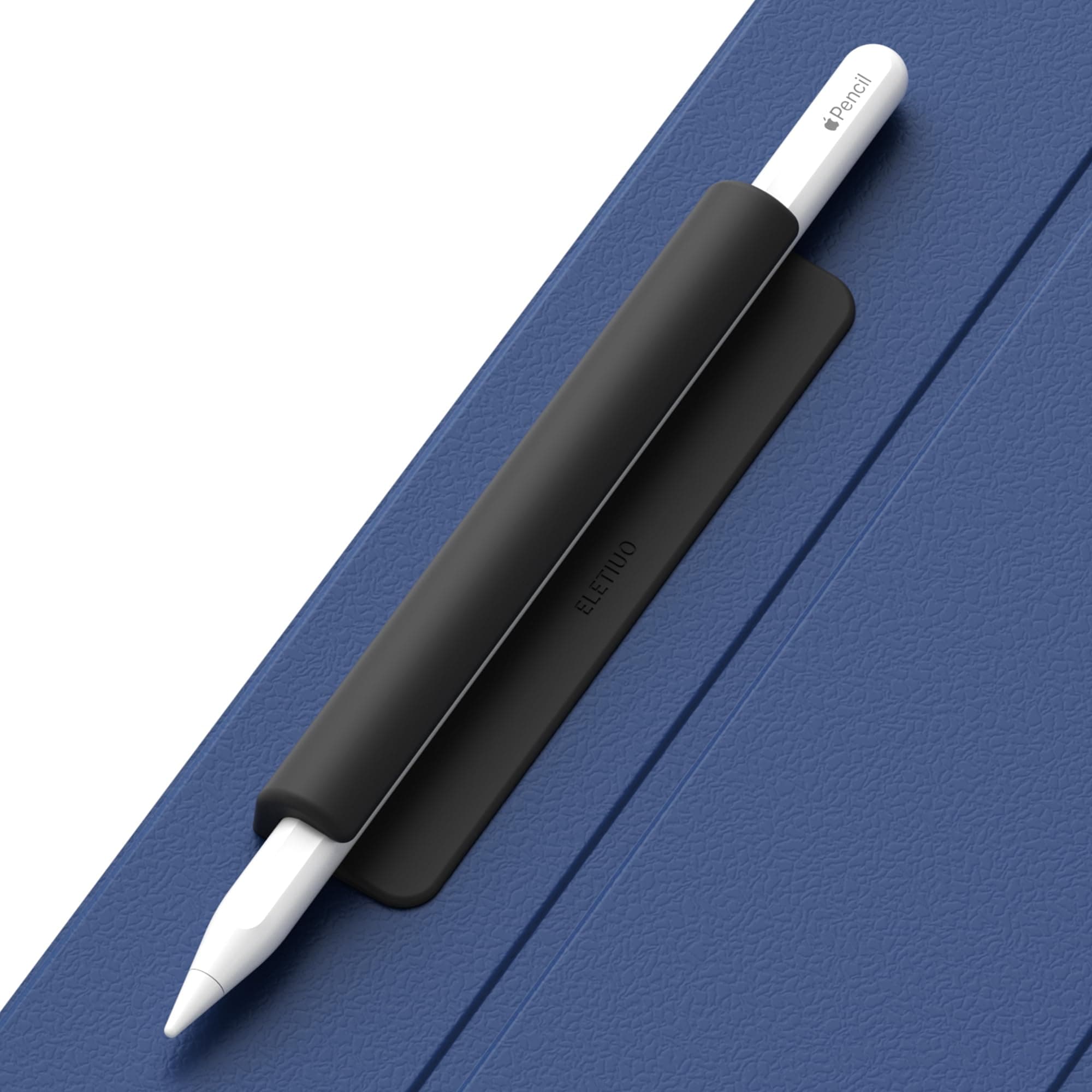ELETIUO Silicone Pencil Holder Compatible with Apple Pencil (USB-C), Apple Pencil 1st/2nd Generation, Strong Adhesive, Sticky to iPad Case for Stylus Pens and Most Pens - Black