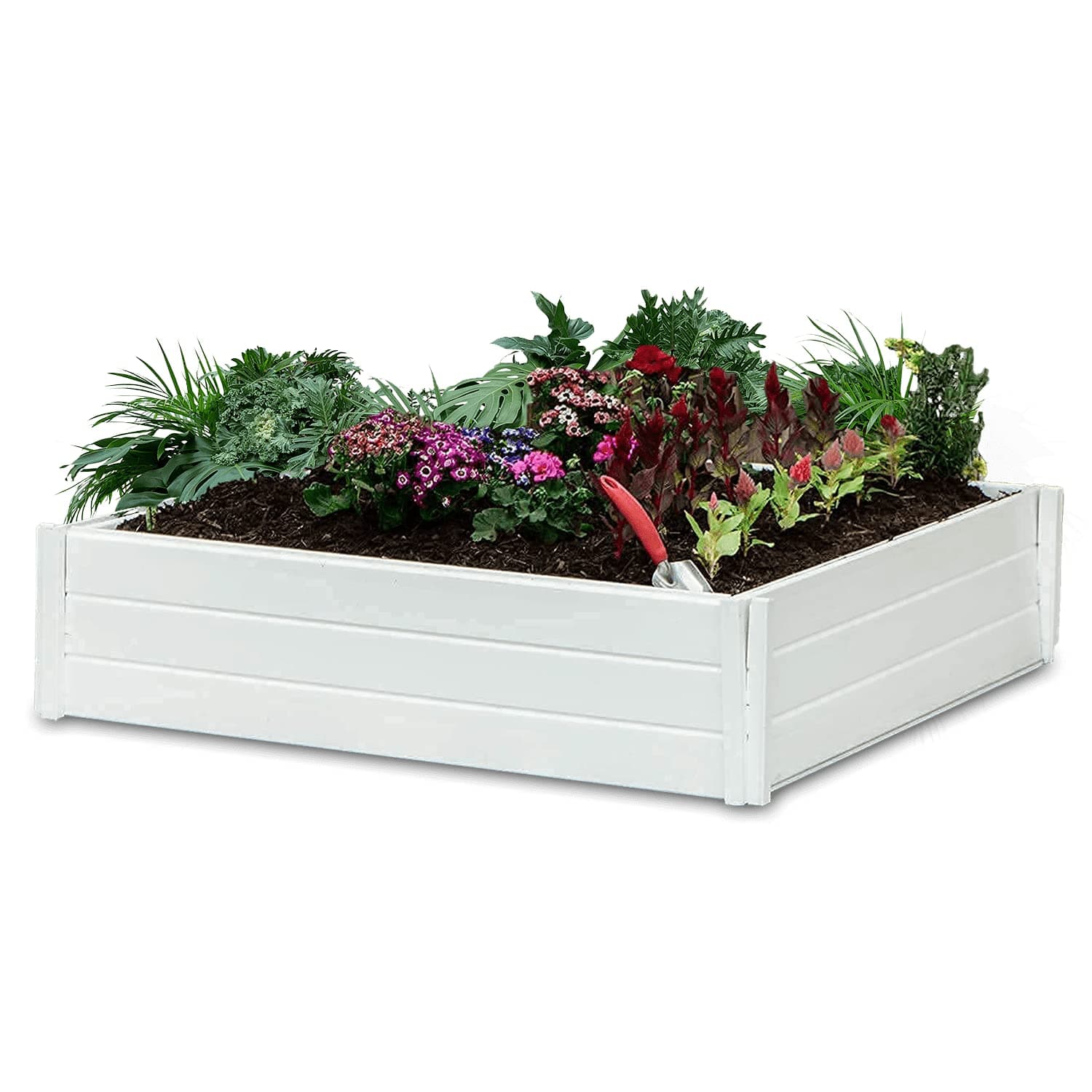 Raised Garden Bed - 48" x 48" Square White Vinyl Planter Box - Raised Planter Box, Raised Garden Box, Planter Box for The Backyard, Patio, Balcony, Large Capacity