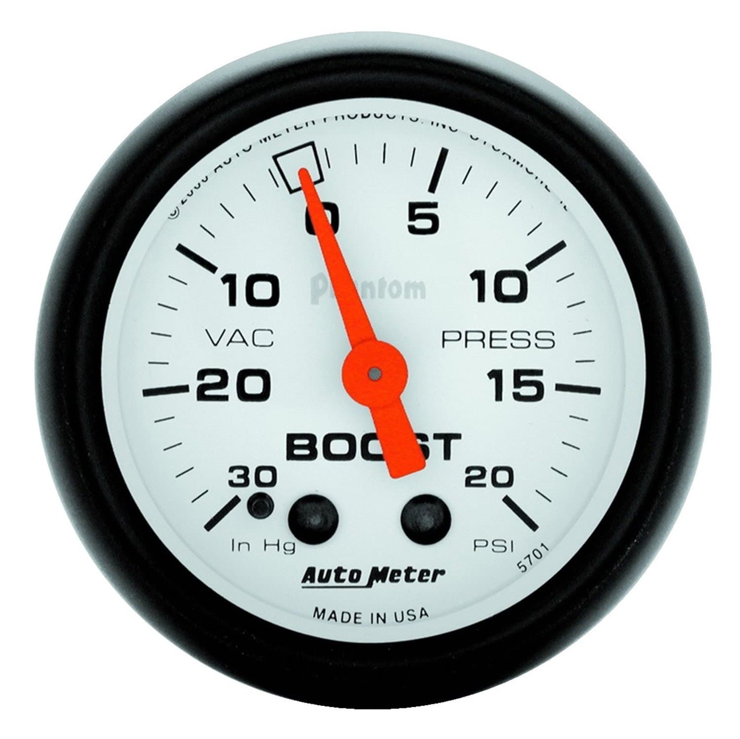 AUTO METER5701 Phantom Mechanical Boost/Vacuum Gauge , 2.3125 in.