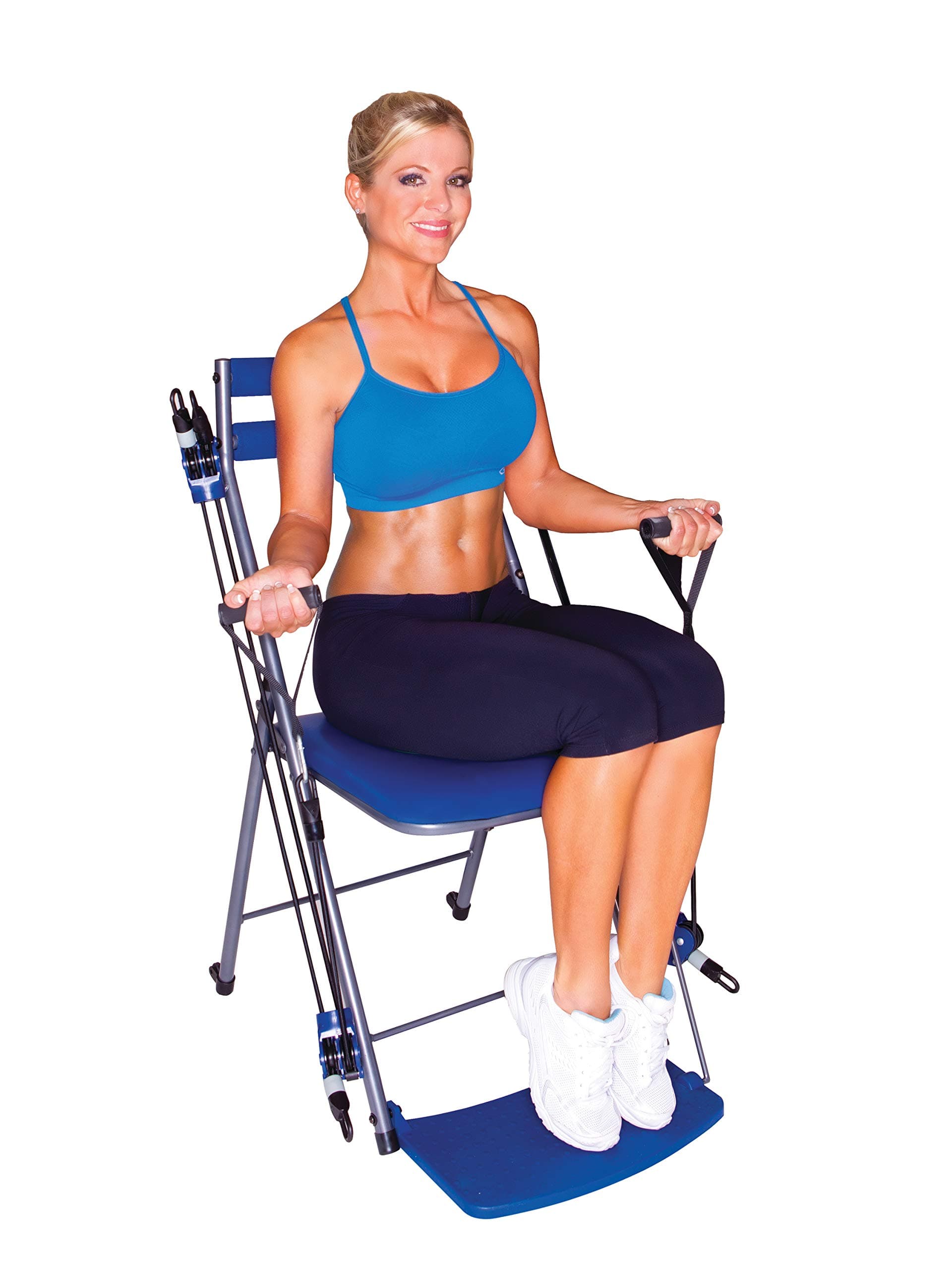 Chair Gym All in 1 Workout Equipment, Compact and Adjustable Weight Bench with Attachable Resistance Bands, 5 Instructional DVDs and Ab Attachment, Easy to Use and Store Workout Bench for Home Gym