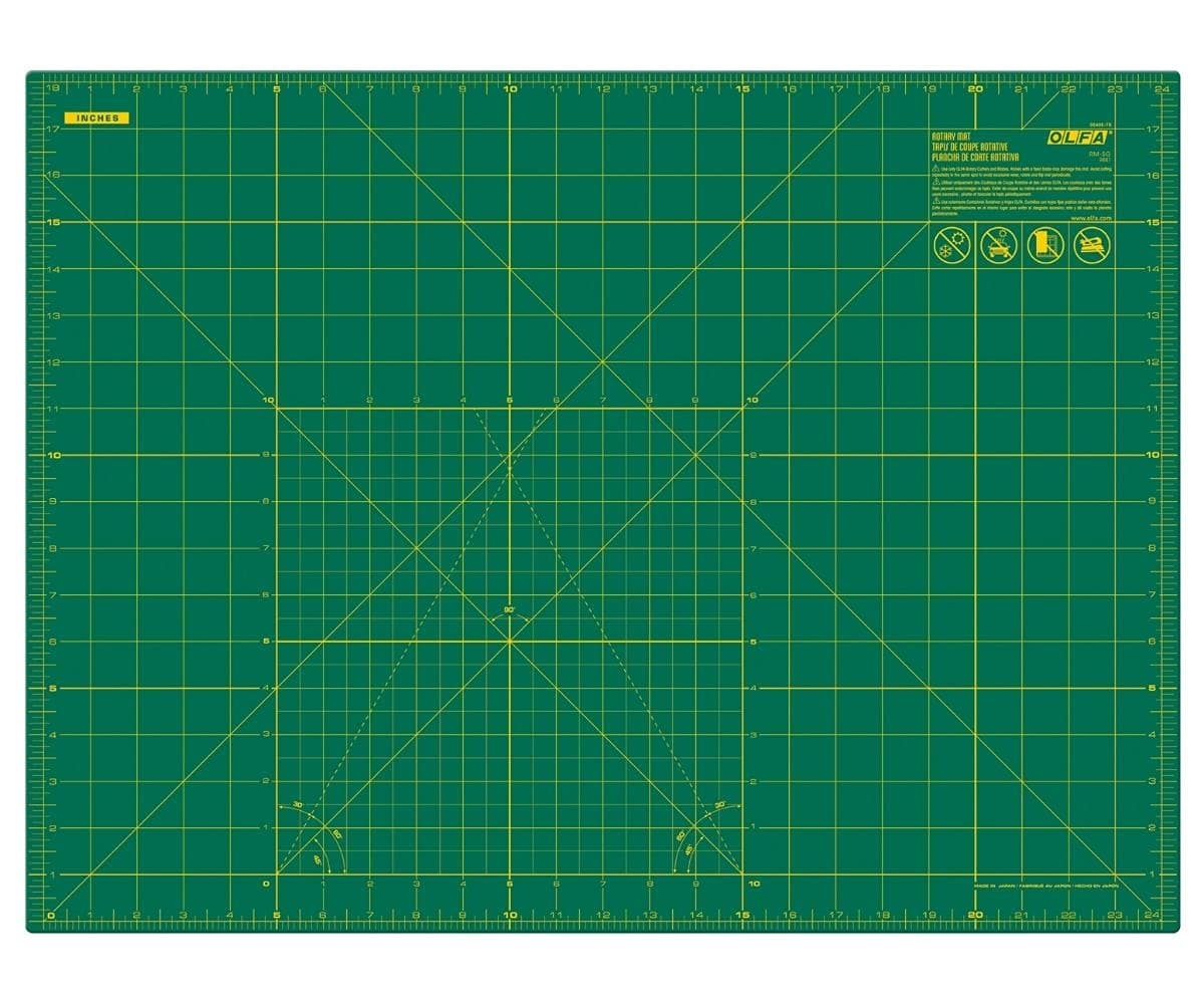 18" x 24" Self Healing Rotary Cutting Mat (RM-SG) - Double Sided 18x24 Inch Cutting Mat with Grid for Quilting, Sewing, Fabric, & Crafts, Designed for Use with Rotary Cutters (Green)