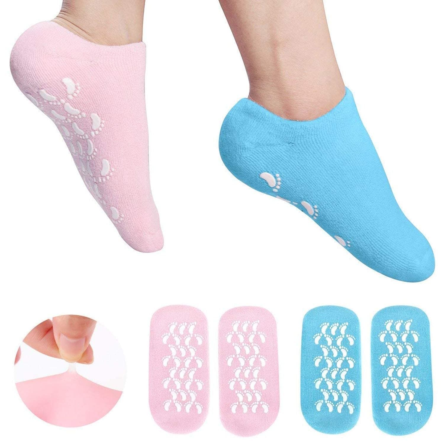 VCART Moisturizing Essentials Gel Socks Foot Anti-cracking Protector Foot Care Tool Prevention Socks for Dry Feet Ankles Cracked Heel Repair Foot Care Socks for Women & Men