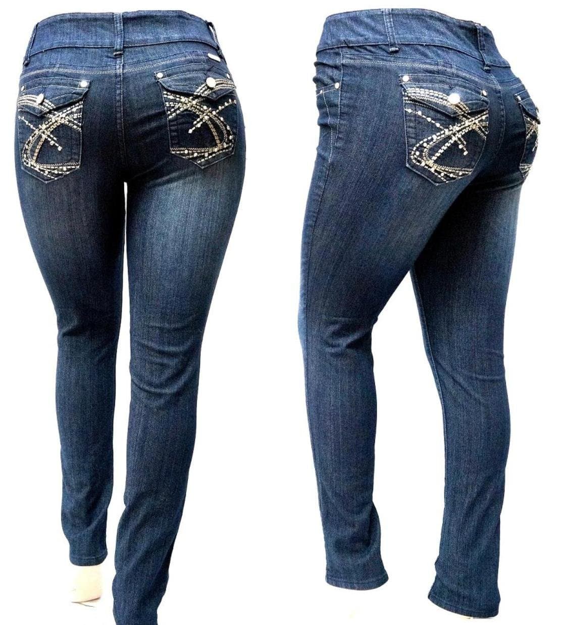 Hailey BE Dark Blue HIGH Waist Women's Plus Size Denim Jeans Skinny Leg 14-22