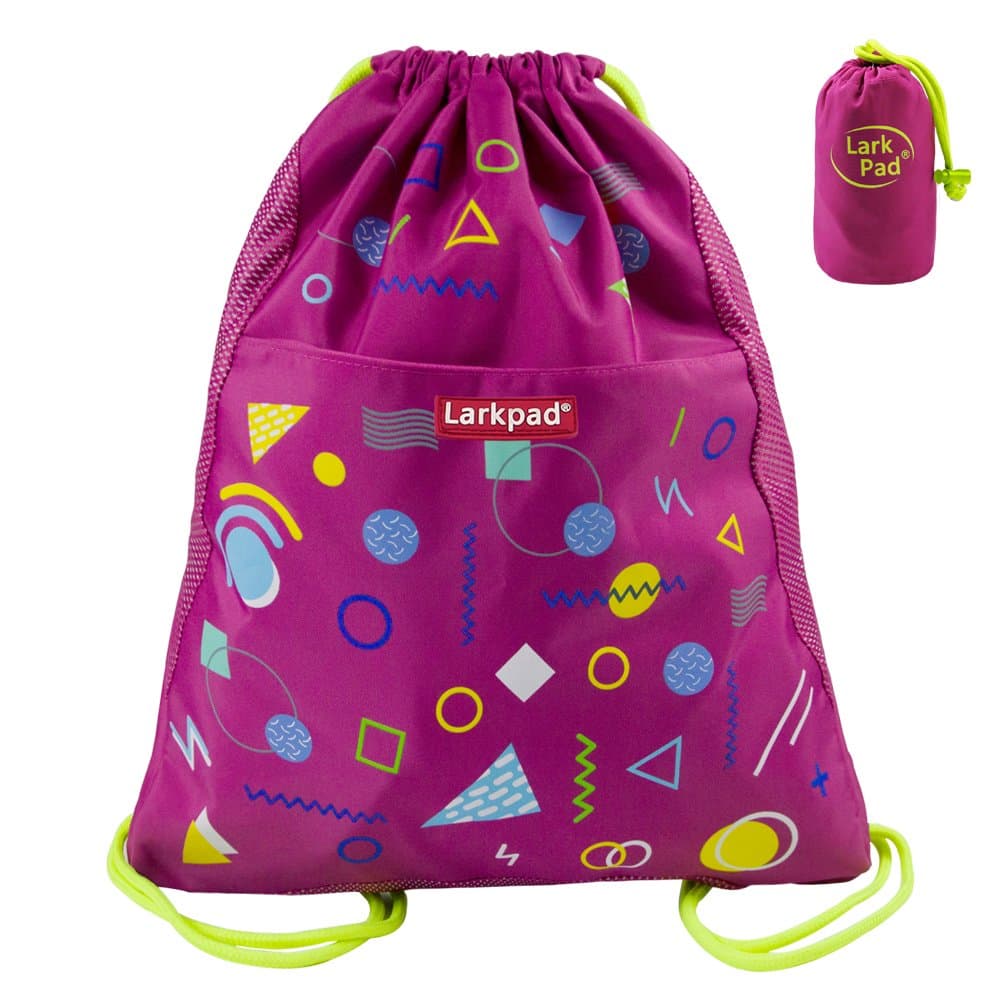 Larkpad Foldable Drawstring Backpack, Girls Daypack, Washable Gymsack, Rosy Red