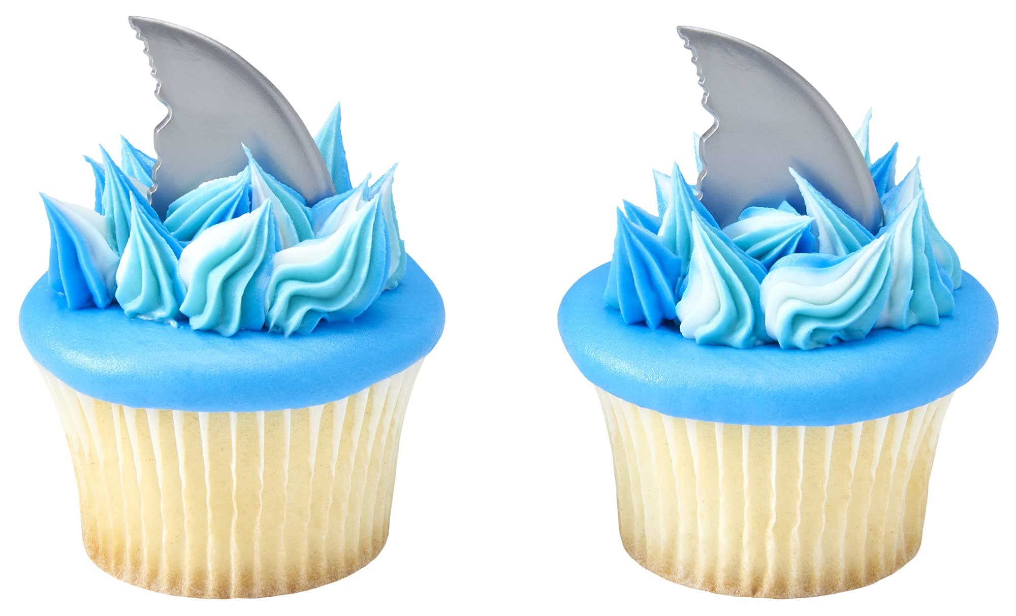 Shark Fin Cake Picks, 72-Pack, Cupcake Toppers, Reusable Decorations for Cakes, Cupcakes and other Bakes, Surprise Guests at Beach-Themed or Shark Week Parties
