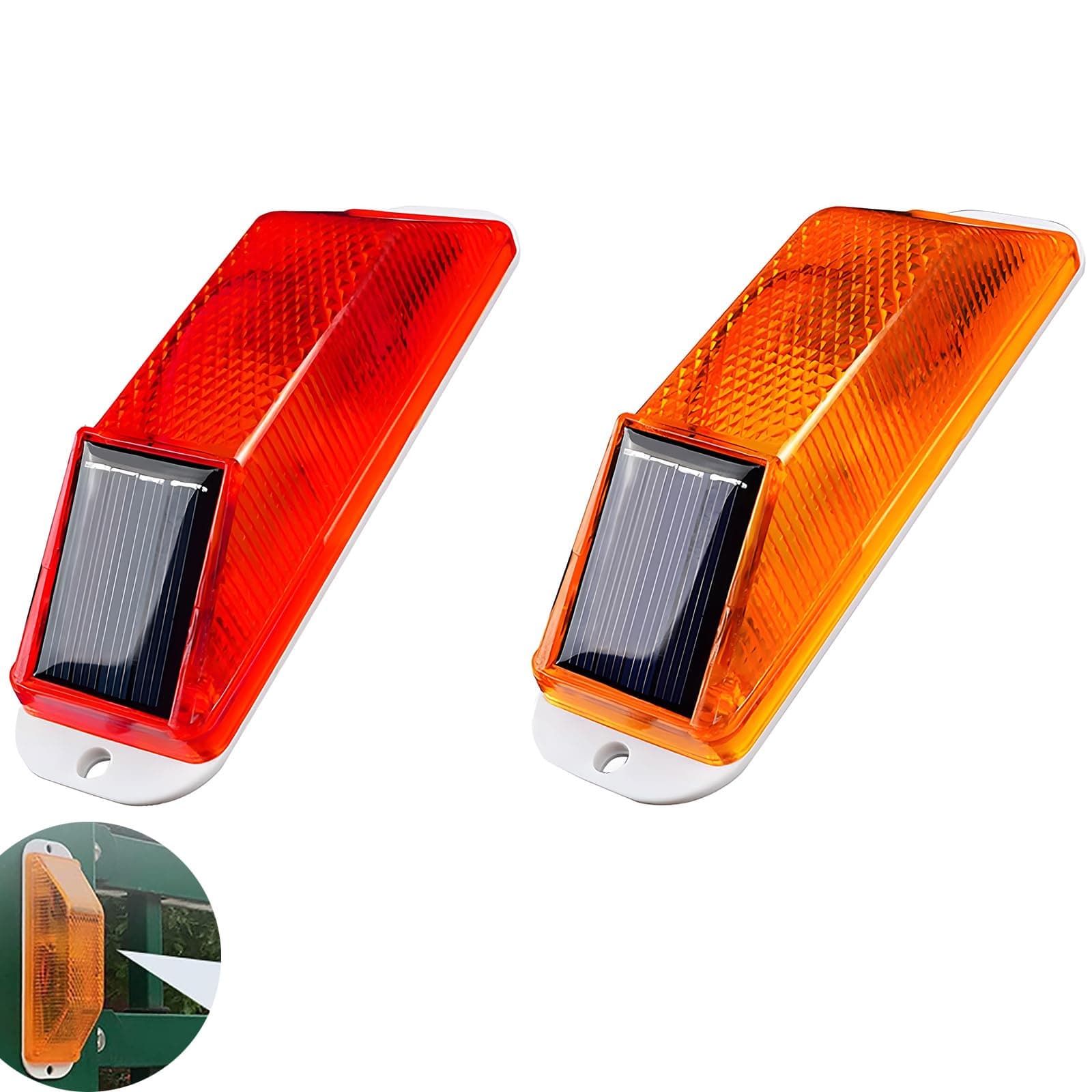 Joyzzz Solar Warning Light, 2 Pcs Solar Strobe Warning Light, Sensitive Emergency LED Flashing Lamp, Super Bright IP54 Waterproof Wireless Light Control Traffic Safety Beacon Lamp for Yard, Garage