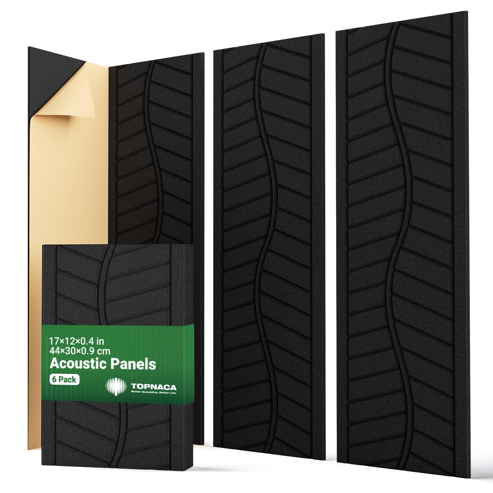 Sound Proof Panels for Walls, 17"×11"×0.4" Self Adhesive Soundproof Wall Panels, 12 Pack High Density Acoustic Panels,Soundproofing for Recording Studio Home Offices (Black)