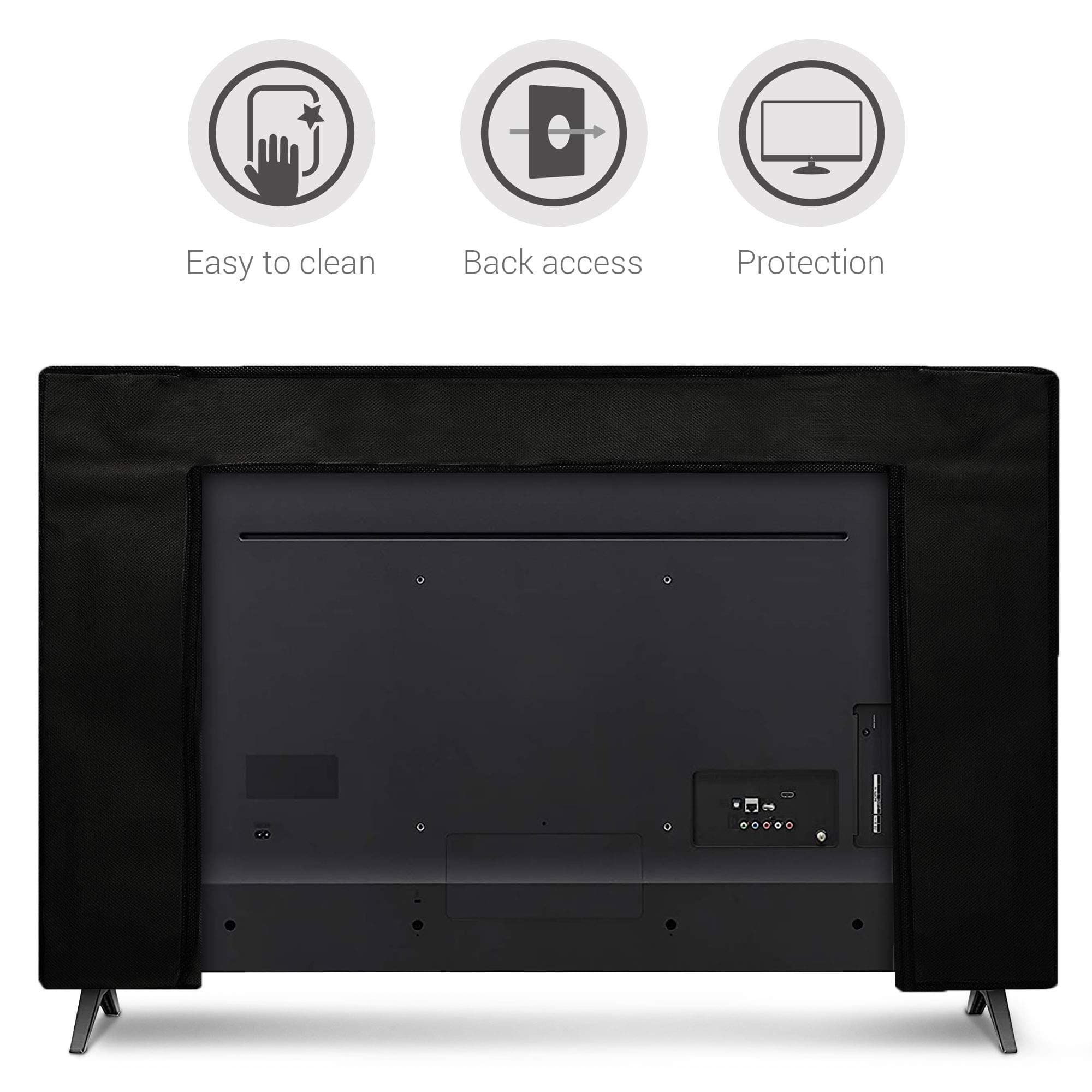 kwmobile Dust Cover for 65" TV - Fabric TV Display Protector for Flat Screen TVs - Black