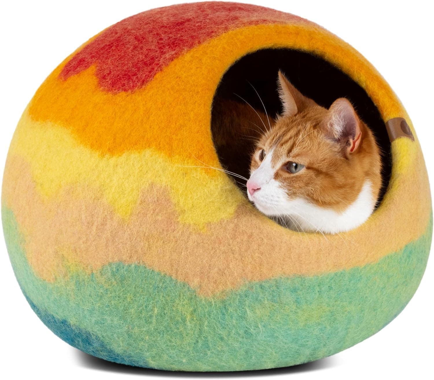 Cat Cave – Premium Felt Cat Bed for Indoor Cats, Handmade Merino Wool (Tucson Sunset, Medium)