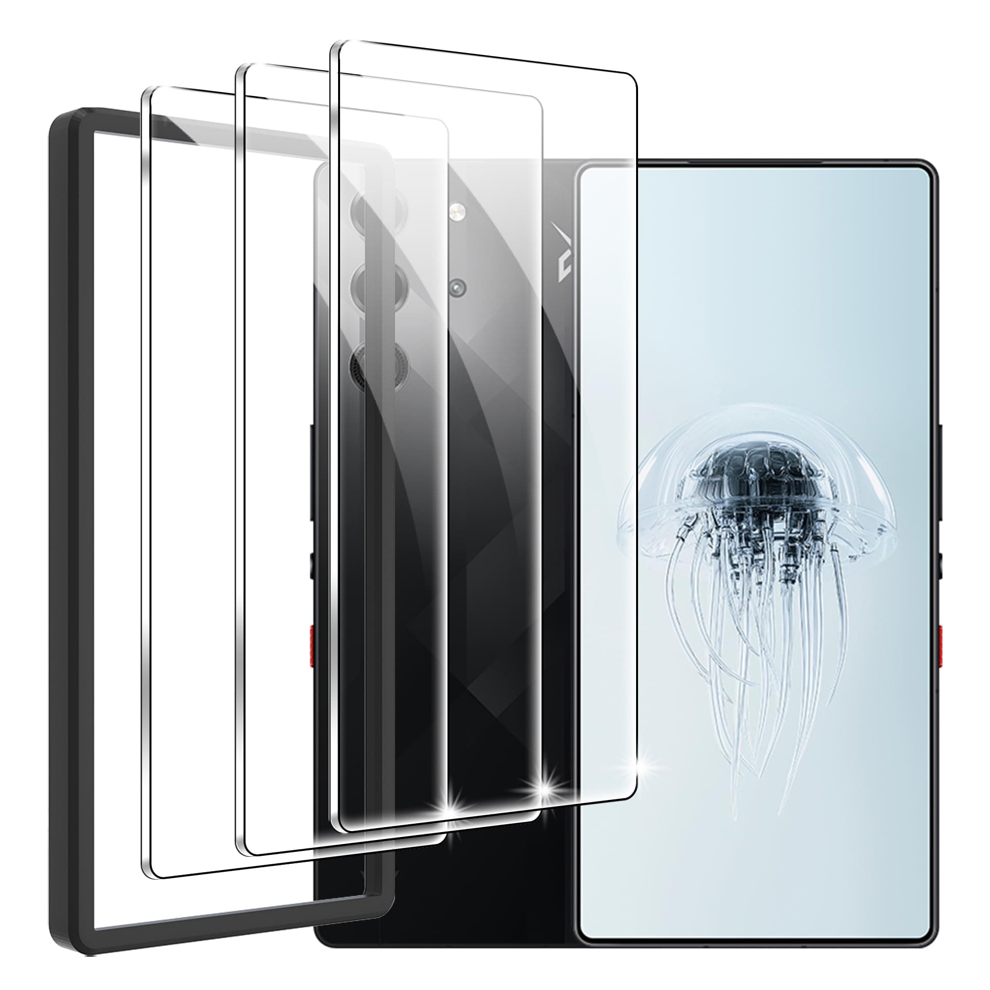 for ZTE nubia Red Magic 10 Pro/ 10 Pro+ Screen Protector 6.85 inches with Installation Frame, HD Scratch Resistance 9H Tempered Glass, Case friendly【3-Pack】