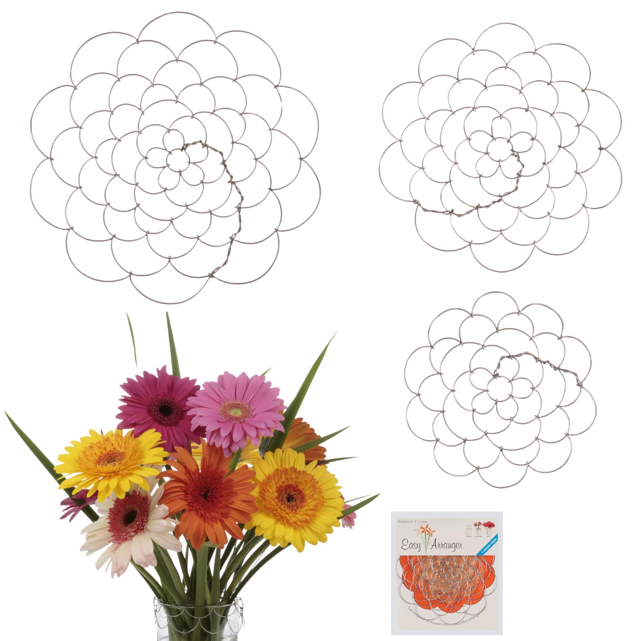 Easy Arranger 3 Pack Wire Flower Arranging Tool- Flower Frog, Reusable, Bendable Flower Grid