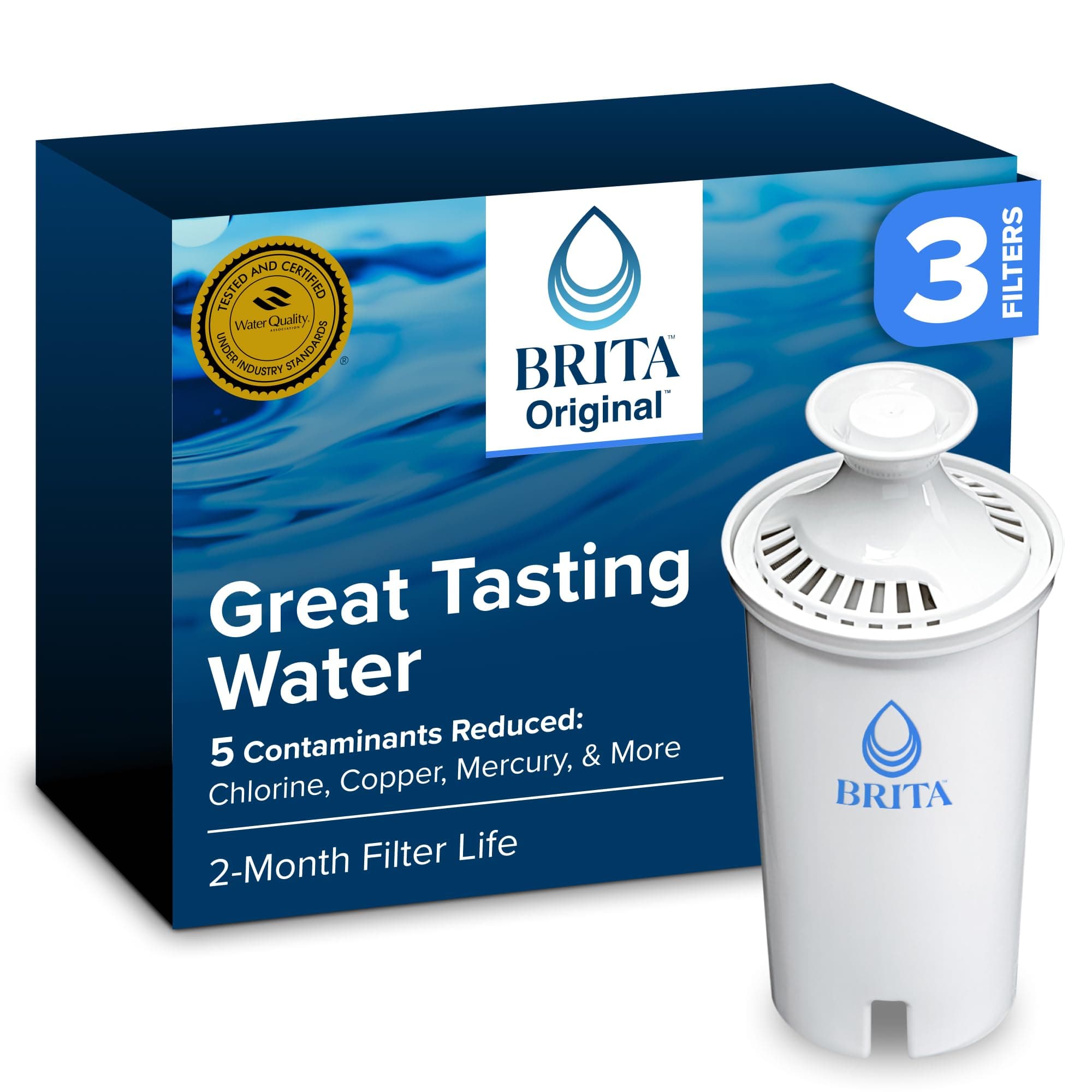 Brita Longlast Water Filter, Longlast Replacement Filters for Pitcher and Dispensers, 3ct COX35503