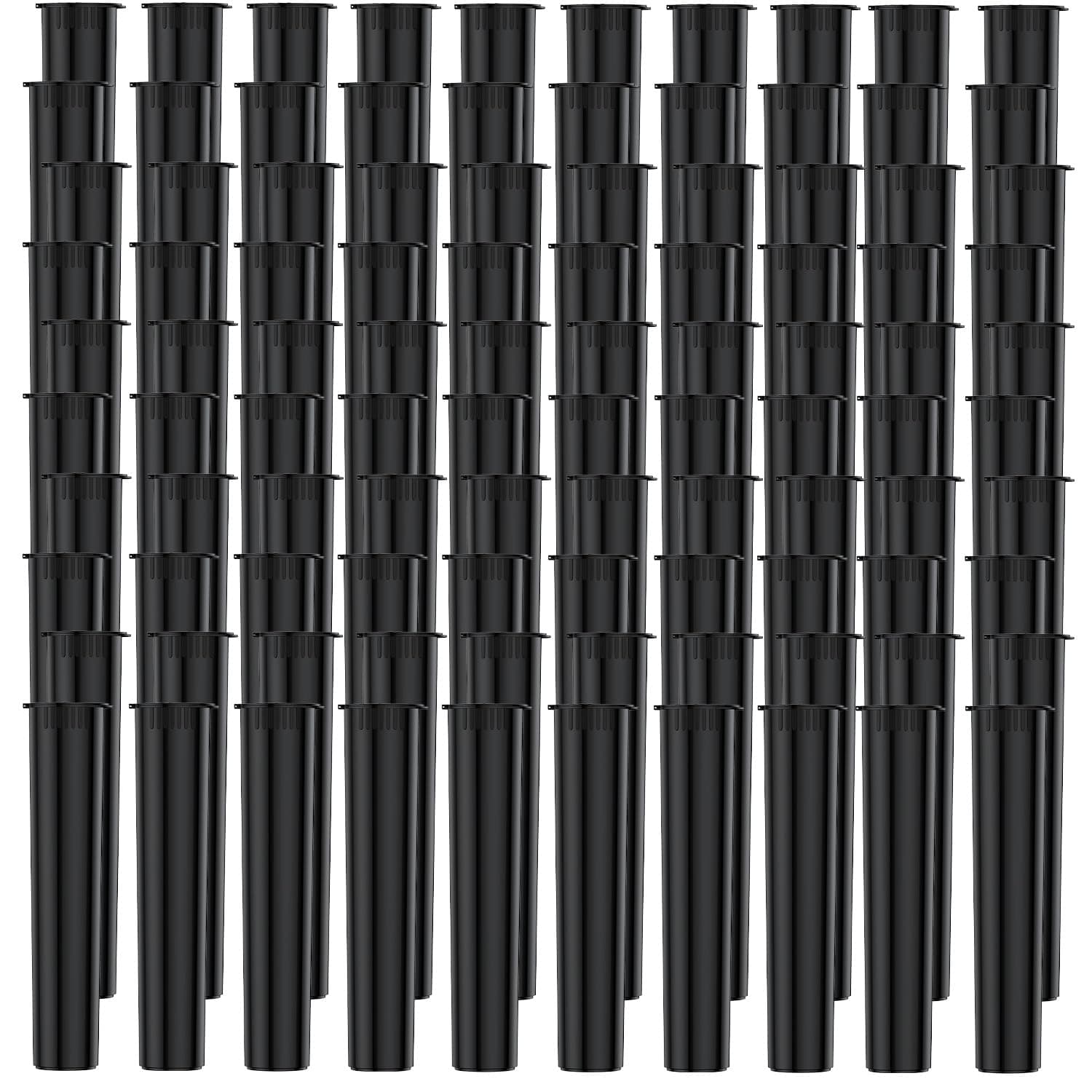 Urekt 100 Pack 116mm Tubes Black Plastic Pop Top Pill Storage Tubes, Child Resistant Waterproof Pill Plastic Tube Pill Container Medicine Holder BPA Free