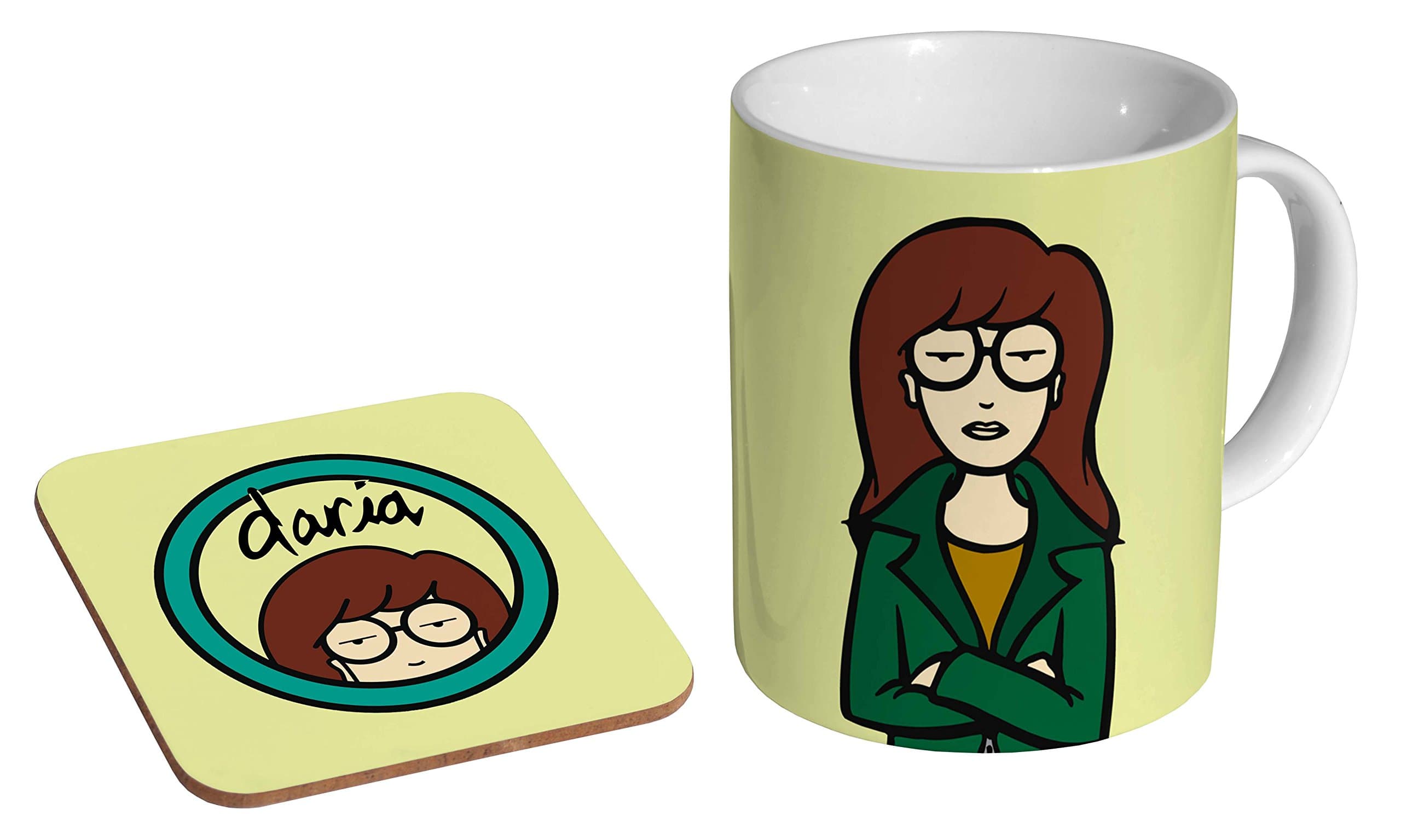 Daria Brainy Sardonic 90s Ceramic Coffee MUG + Coaster Gift Set …