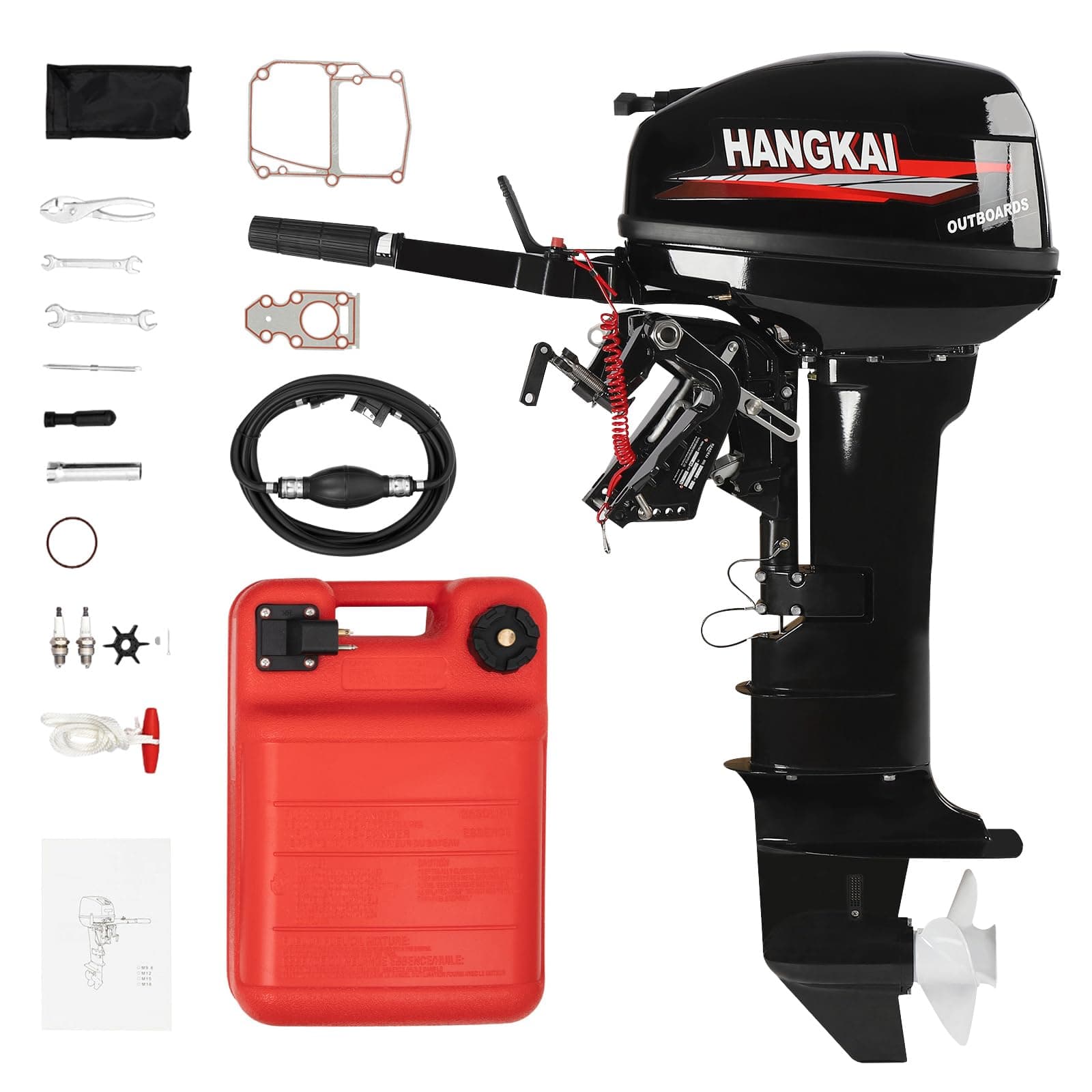 2 Stroke 18HP Outboard Motor, Long Shaft Outboard Motor Boat Engine, 246CC Heavy Duty Fishing Boat Marine Engine with CDI Ignition System Water Cooling System -Long Shaft
