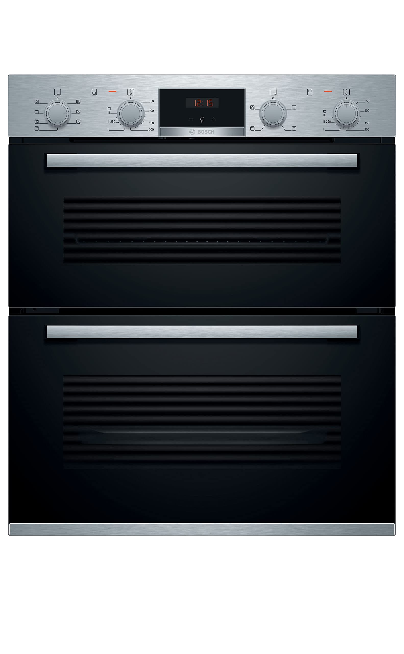 Bosch Home & Kitchen Appliances Bosch Series 4 NBS533BS0B Built-Under Oven with Pop out controls, EcoClean Direct coating, 2 universal slim pans, Integrated, Stainless Steel