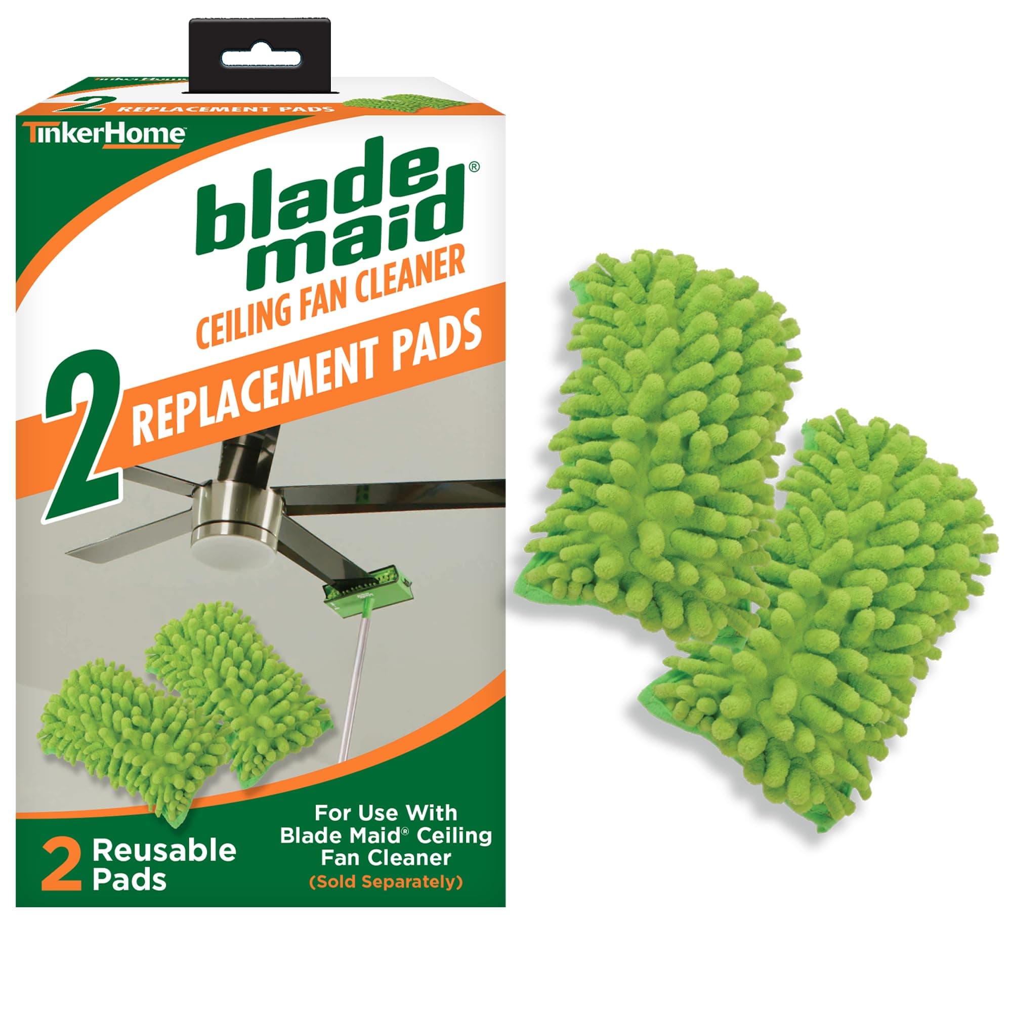 Blade Maid Replacement Microfiber Pads | Reusable, Machine Washable Pads for Blade Maid Ceiling Fan Cleaner with Extendable Pole for High Ceilings, Corner Cleaning Tool | Size 4.9" x 7.7" (Pack of 2)