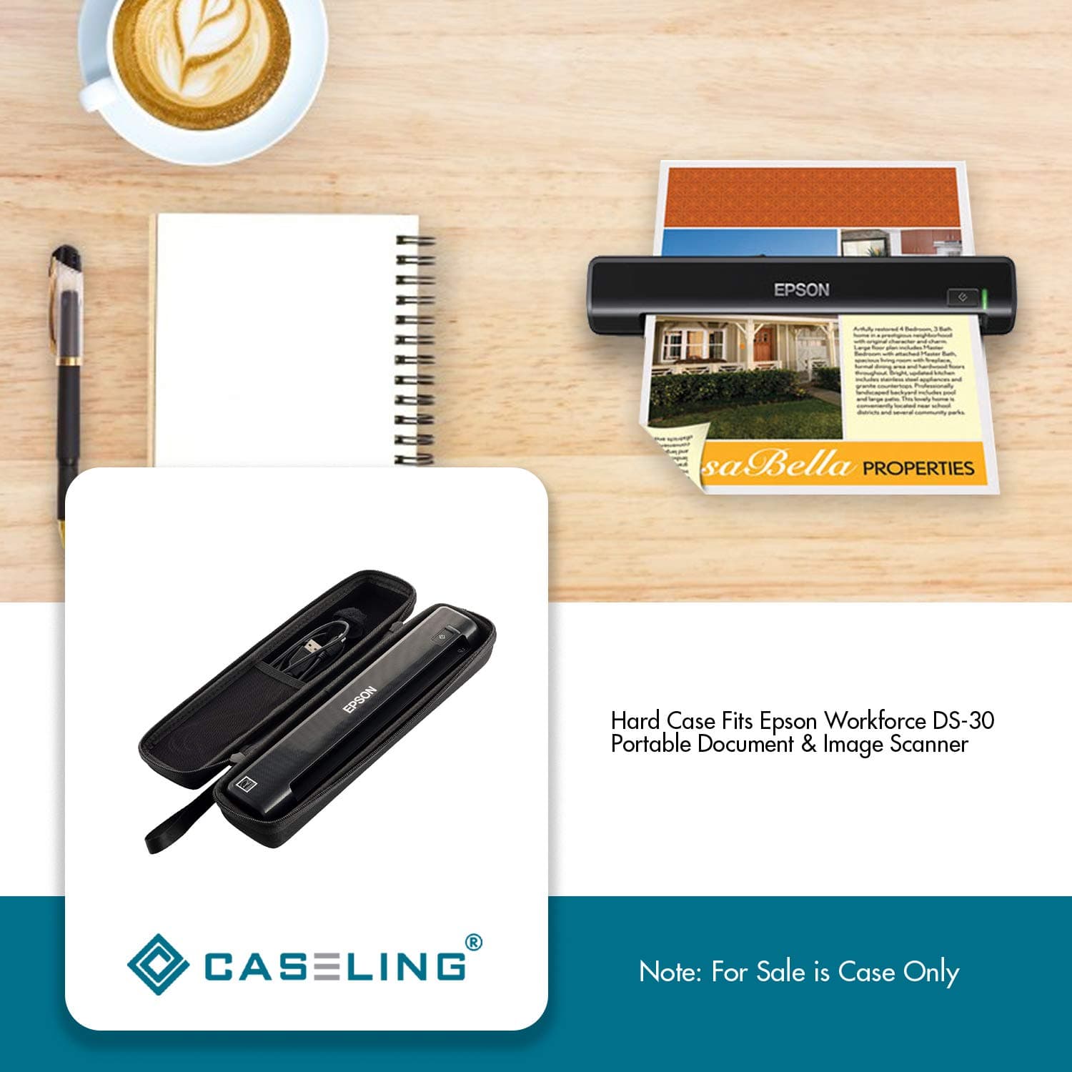 caseling Case Fits Epson Workforce ES-50 / ES-60W / DS-30 / DS-70 Portable Document & Image Scanner - (Will Not fit Other Models.)