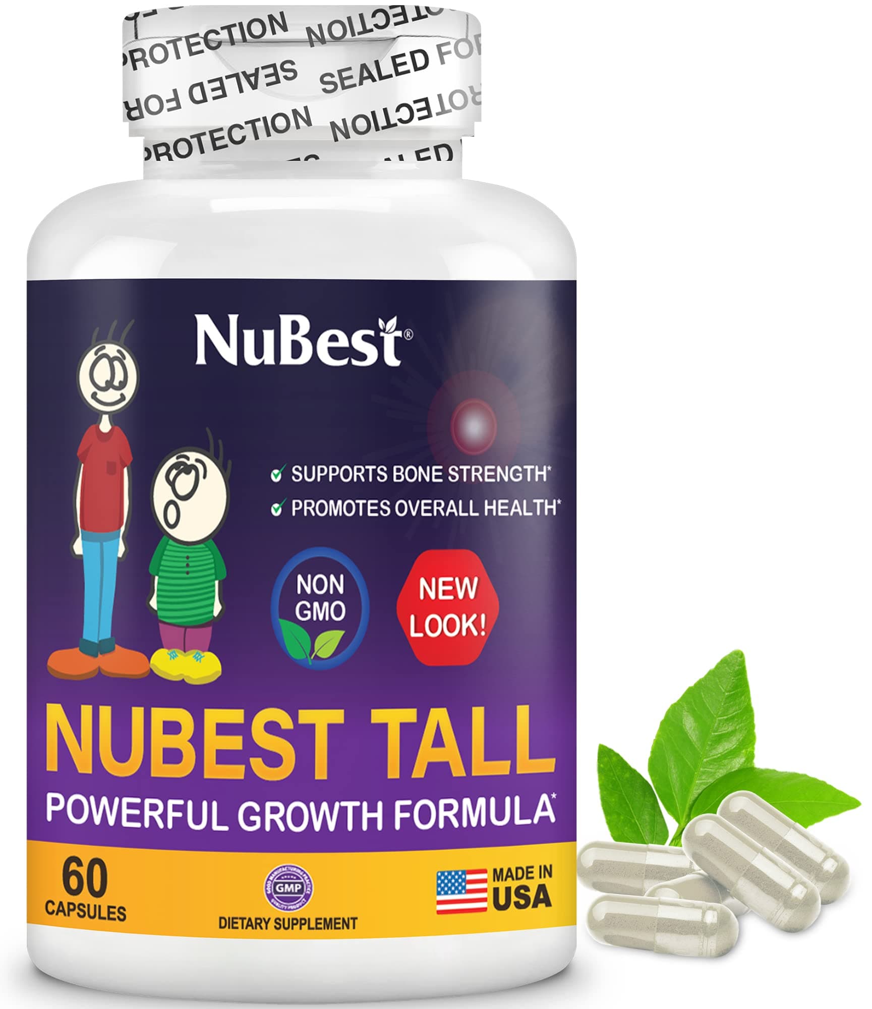 - NuBest Tall | Support Bone Strength, Bone Health, Enhanced Immune and Whole Body Wellness with Calcium, Collagen, and Herbs for Ages 5+ & Teens | 60 Capsules | 1 Month Supply