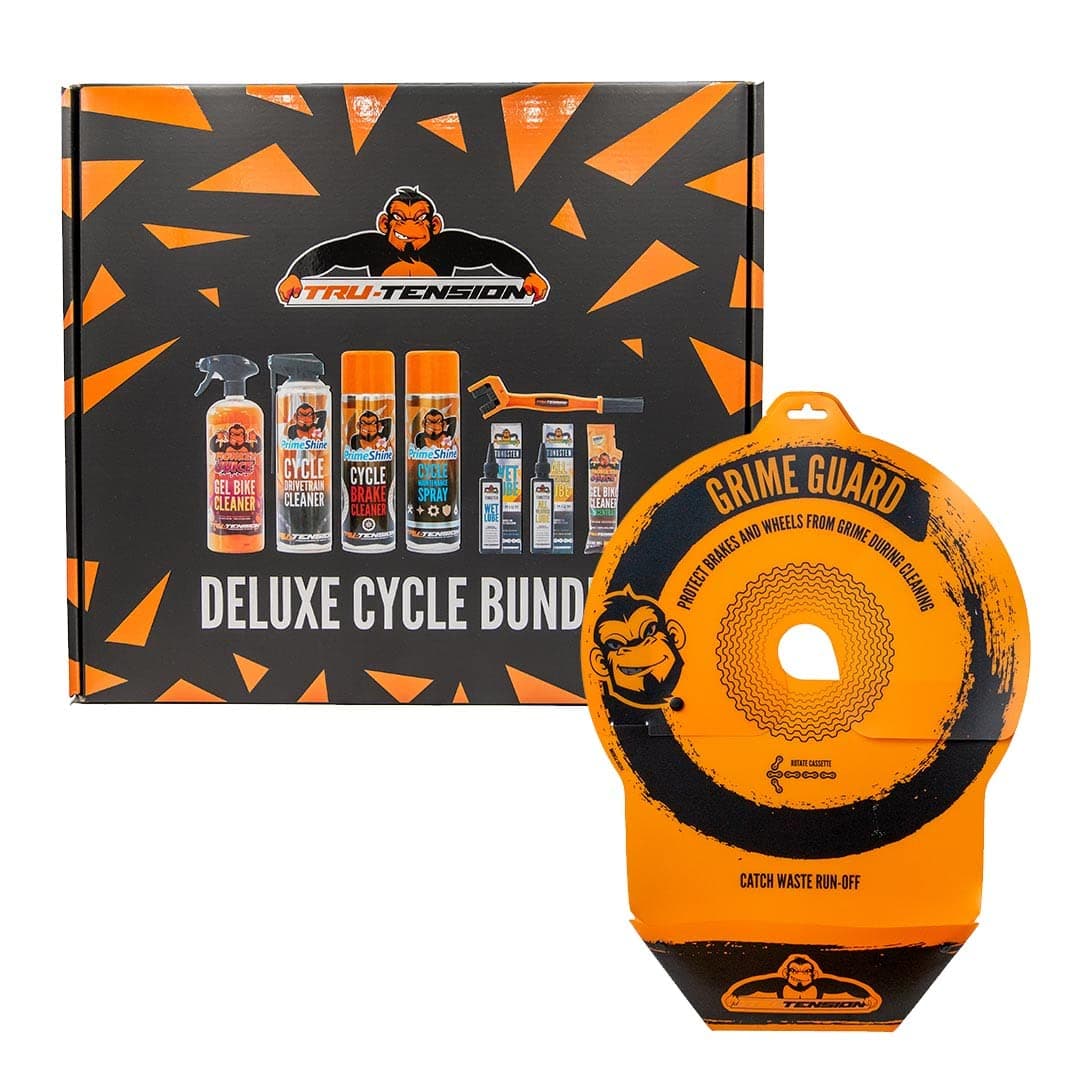 Tru-Tension | Grime Guard Deluxe Bundle | 9 Piece Bicycle Kit | Protect Brakes & Wheels During Cleaning