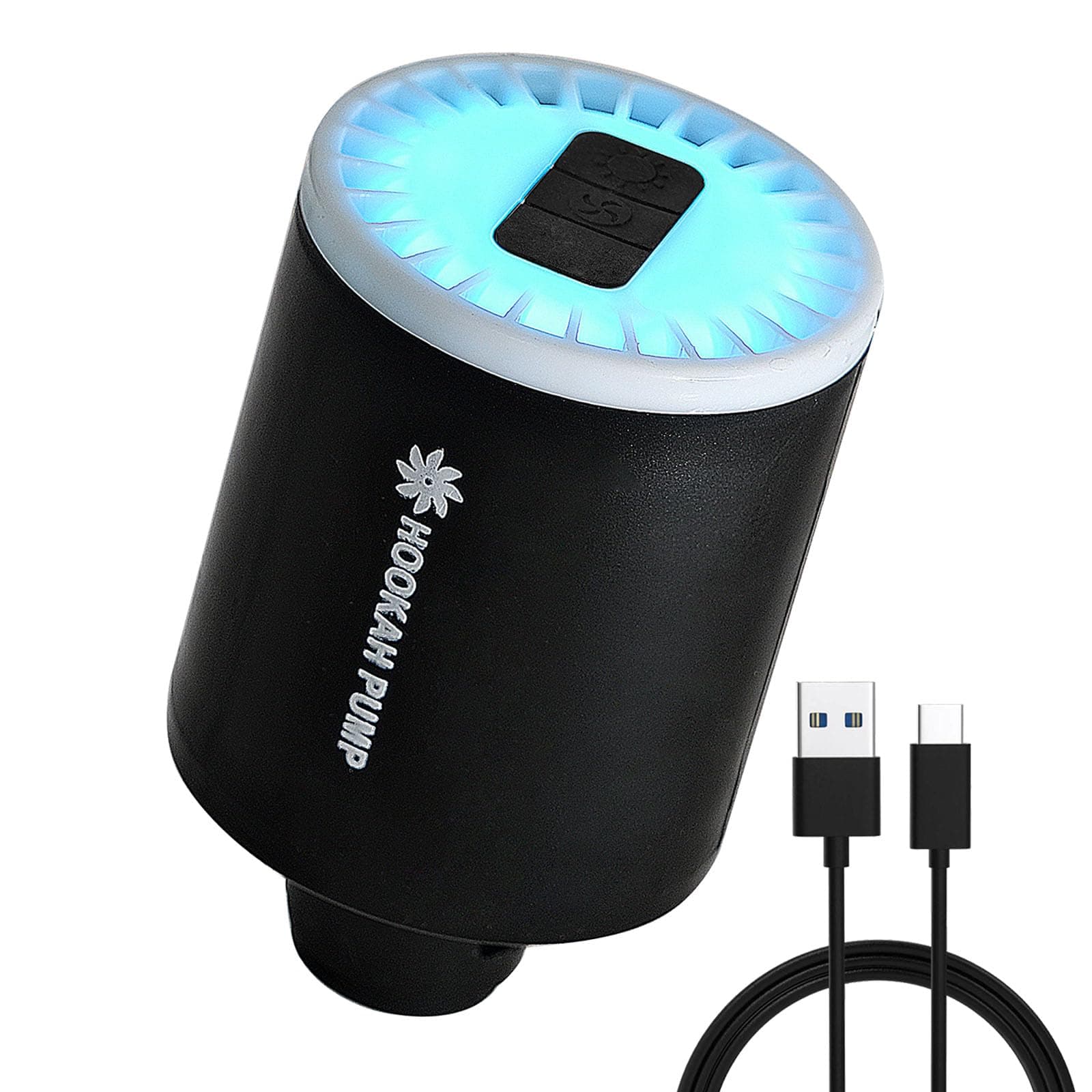 Electric Hookah Pump Kit - Mini Portable Starter With Coal Burner Helper, LED Light, 1300 mAh Rechargeable Battery, Blower Accessories