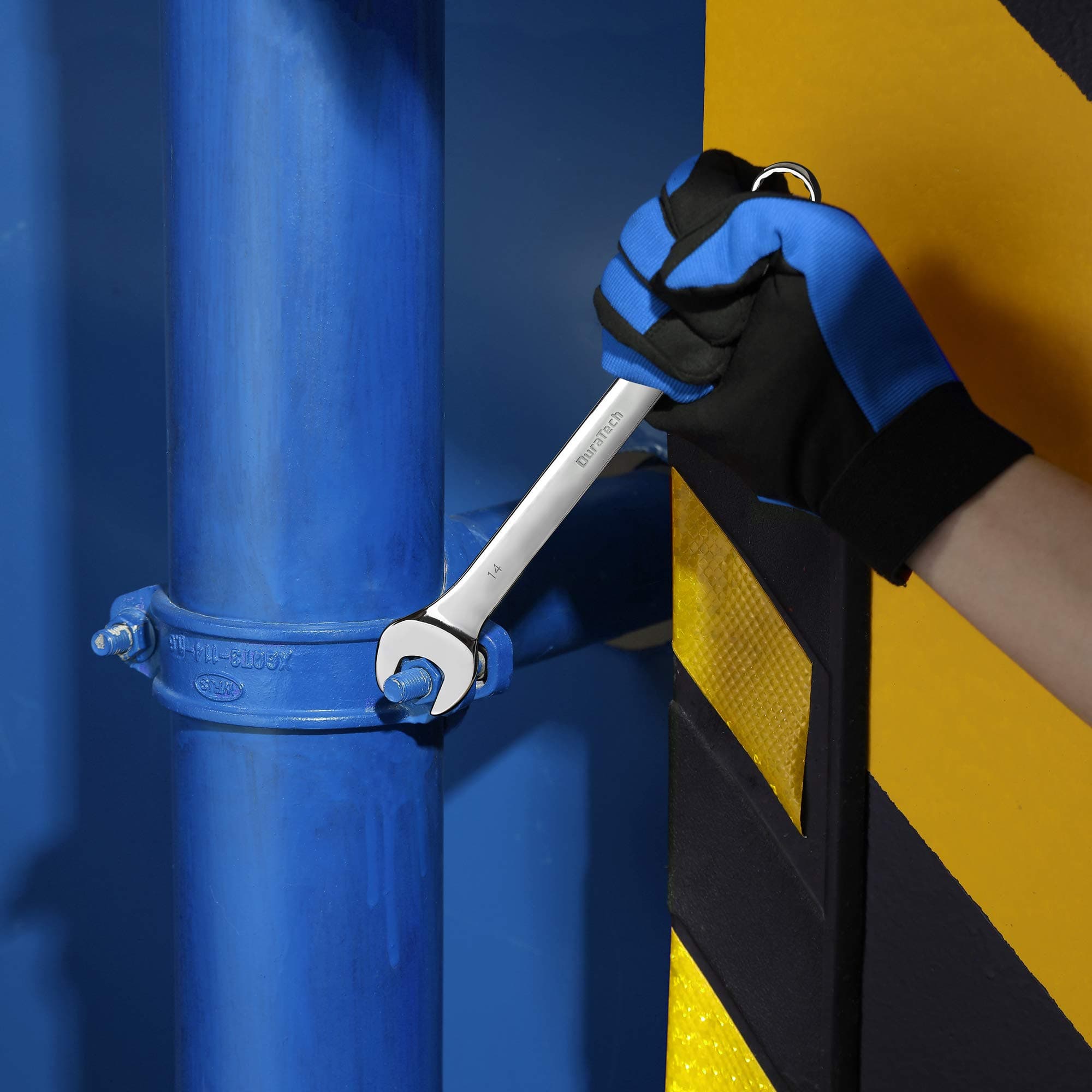 DURATECH Combination Wrench Set, Metric, 15-Piece, 8-22mm, 12-Point, Chrome Vanadium Steel, with Rolling Pouch