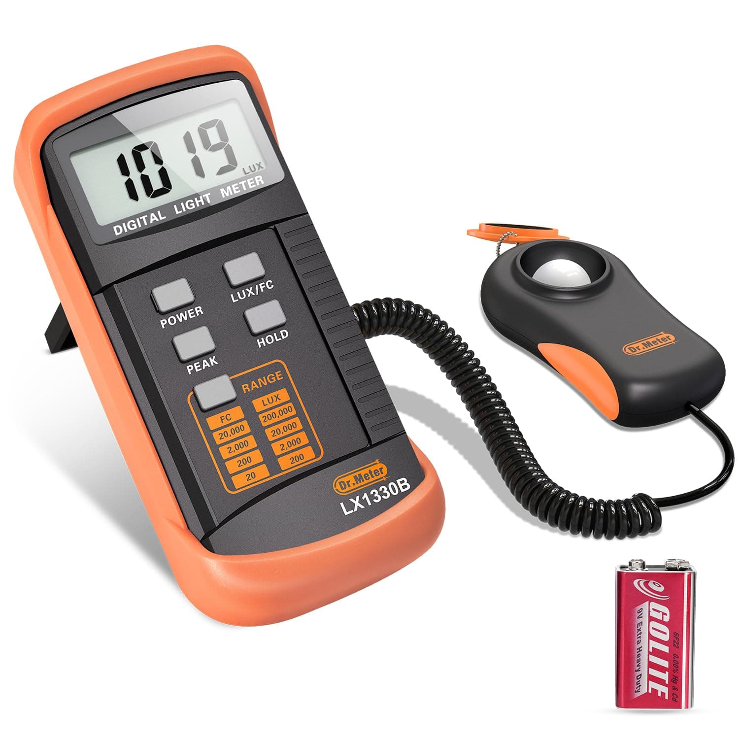 LX1330B Digital Illuminance/Light Meter, 0-200,000 Lux Luxmeter