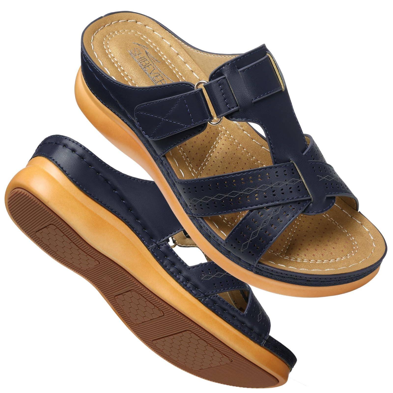 SHIBEVER Women's Slip On Platform Sandals