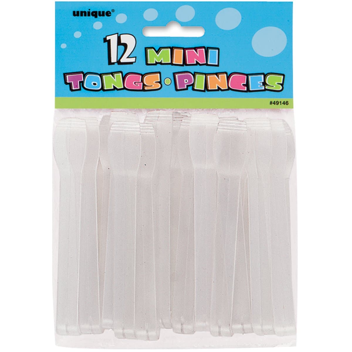 UniqueParty Mini Plastic Tongs 12 Pieces, Clear