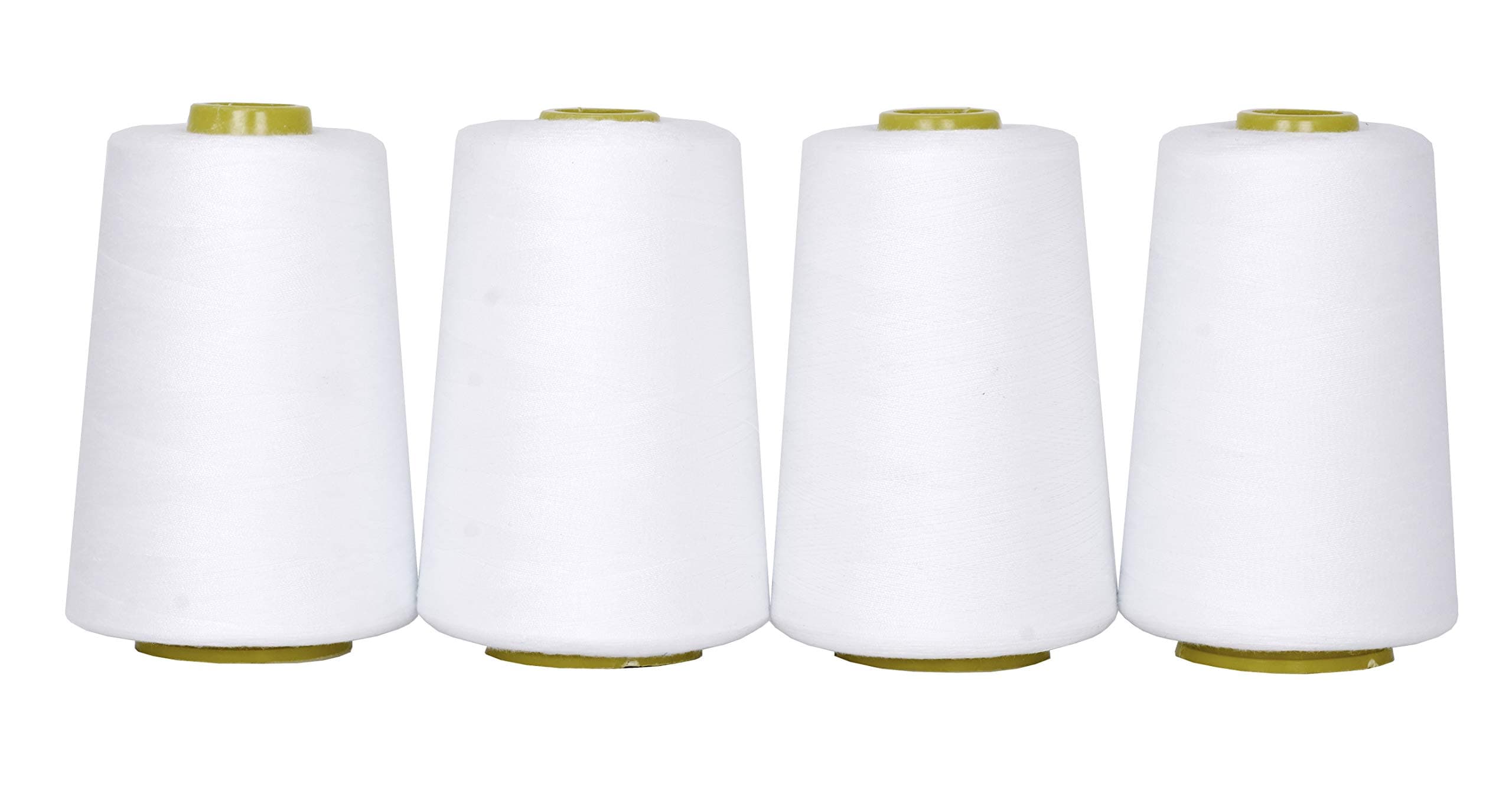 – Mandala Crafts 4 Pack of Serger Threads Cones Spools - 40S/2 24000 Yards Polyester White Threads for Sergers Machine and Overlock Quilting Sewing Machine