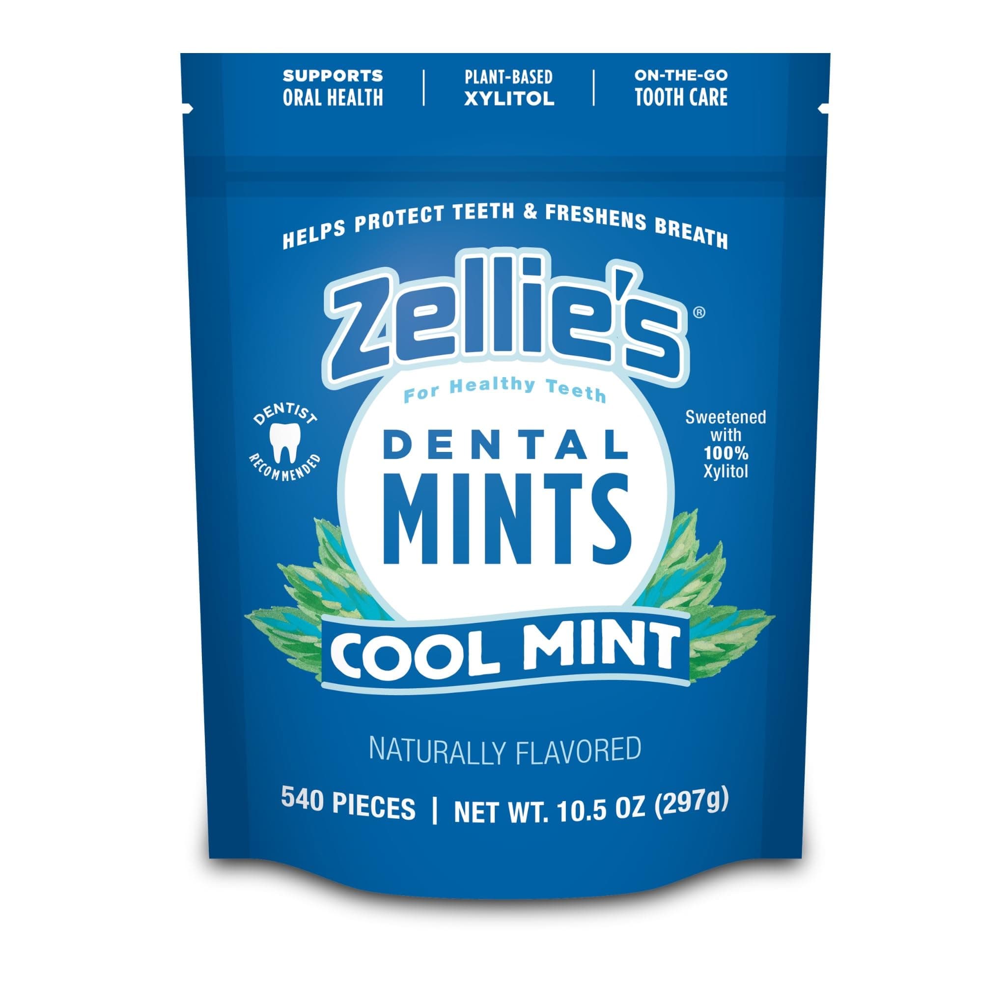 Zellies | 100% Xylitol Sugar Free Cool Mint Breath Mints | Non-GMO, Low-Calorie, Gluten Free, Vegan & Kosher Mints (540 Count - Pack of 1)