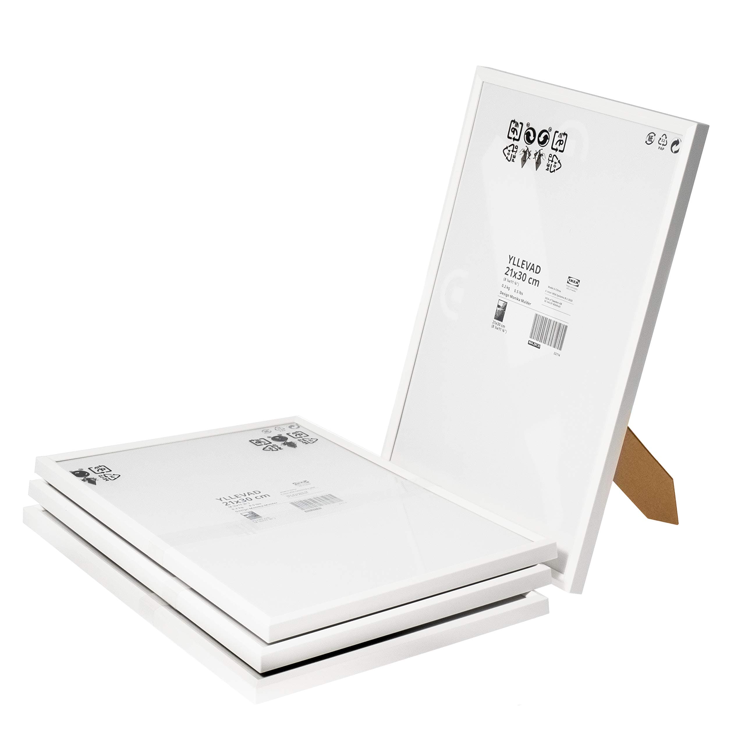 Ikea Yllevad A4 21 x 30 cm Light Weight White Plastic and Cardboard Photo Frame Pack of 4
