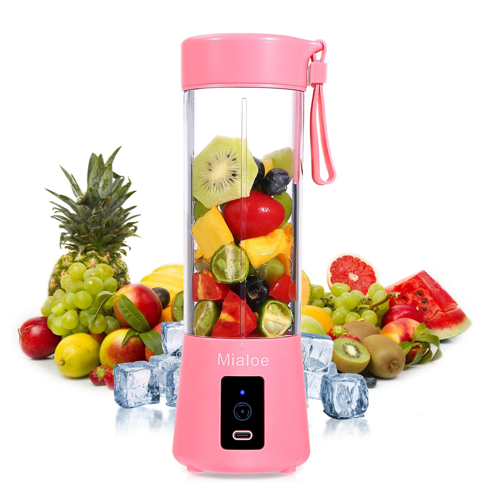 Portable Blender, Personal Size Eletric USB Juicer Cup, Fruit, Smoothie, Baby Food Mixing Machine with Updated 6 Blades,Magnetic Secure Switch Electric Fruit Mixer for Superb Mixing 380ml (pink)