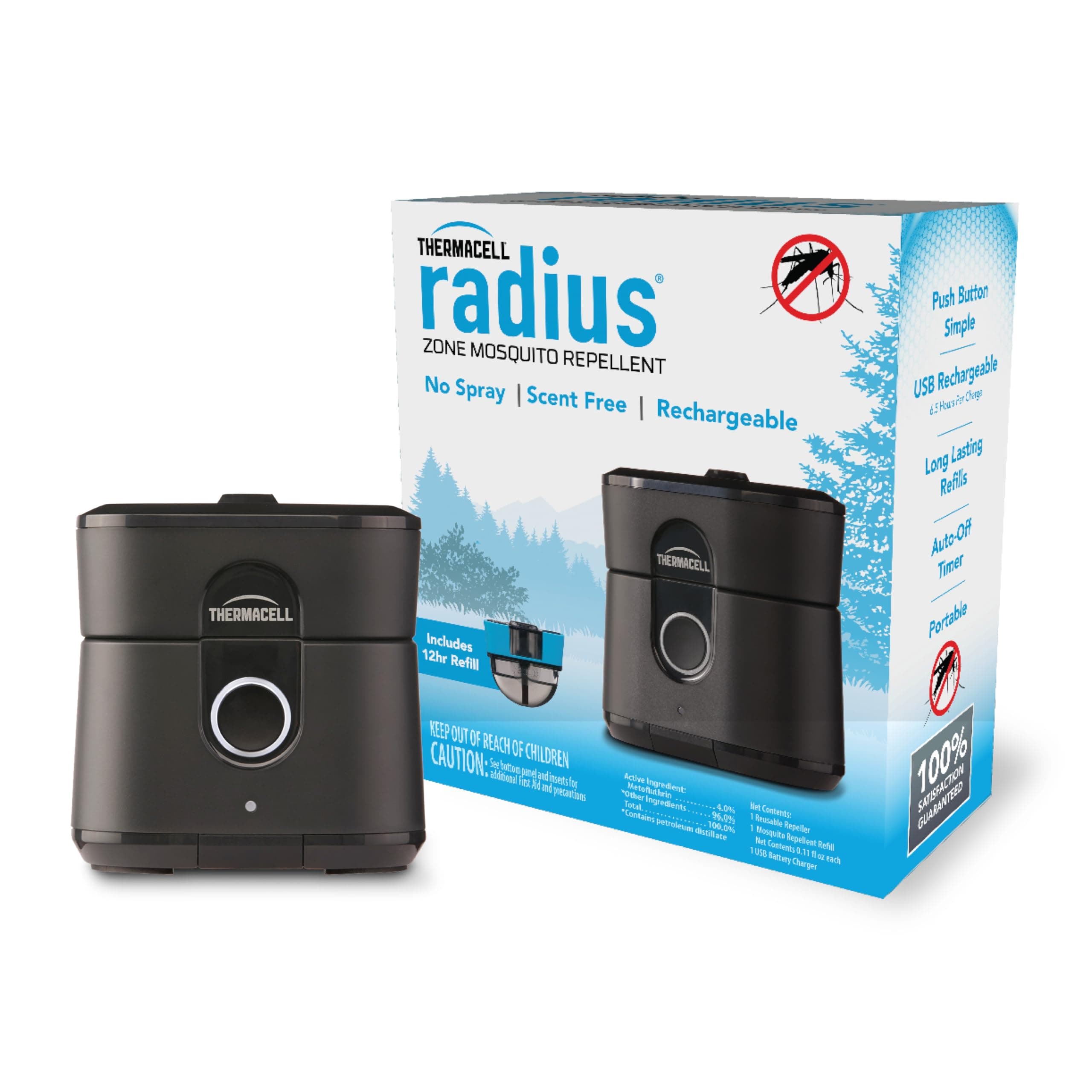 Radius Zone Mosquito Repeller from Thermacell, Gen 2.0, Black; No Spray Mosquito Repellent; Rechargeable; Protect Outdoor Areas from Insects for 6.5+ Hours Per Charge; Easy to Use, Scent and DEET-Free