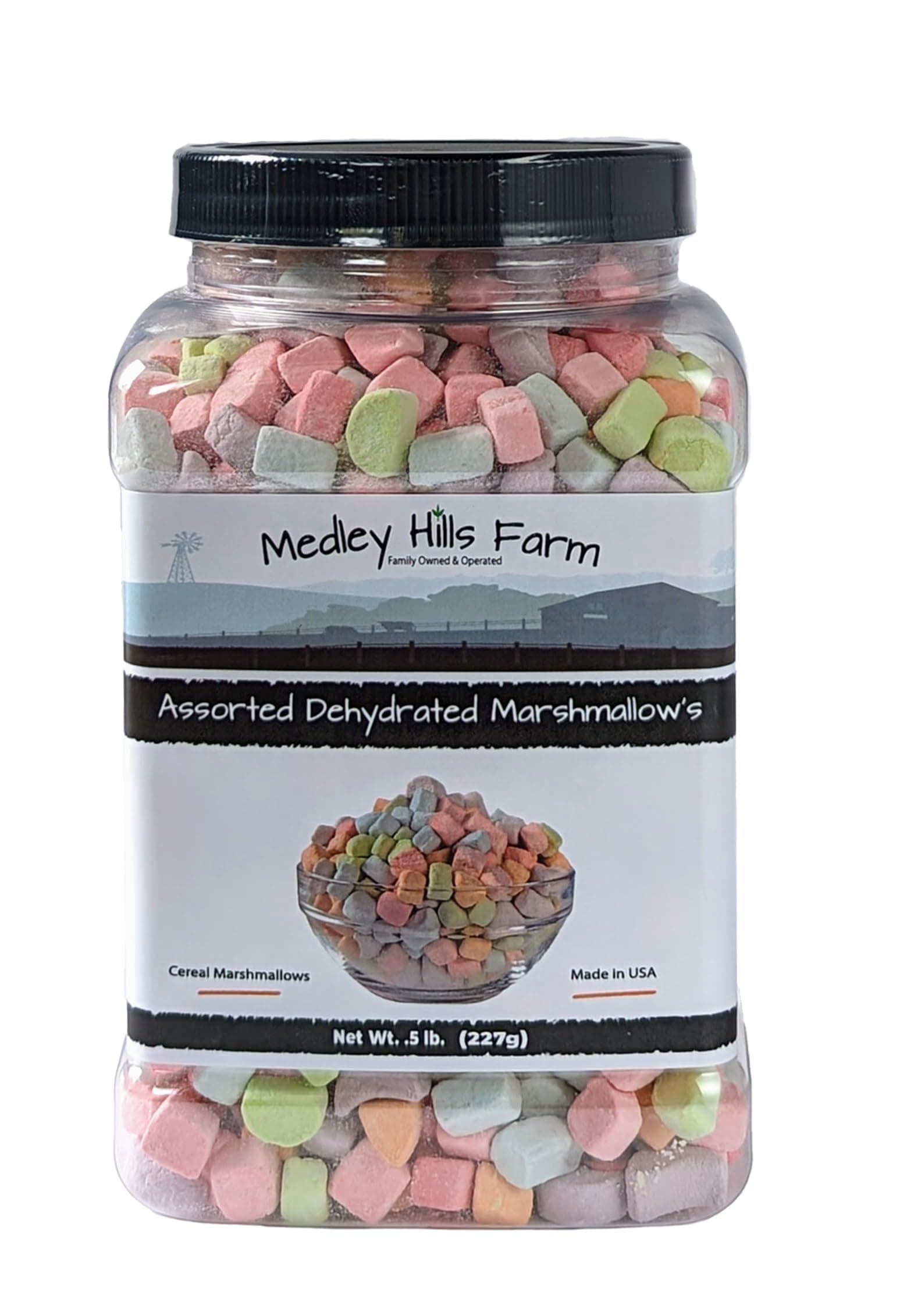Medley Hills Farm Dehydrated Marshmallows in Reusable Container - Grain Marshmallows