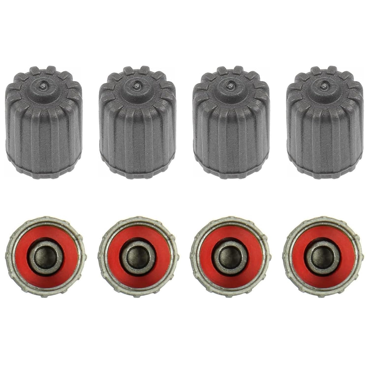 Gray TPMS Plastic Tire Valve Stem Caps with Gasket Universal Air Dust Covers for Car Valves, Dustproof, Airtight Seal丨All-Weather, Leak-Proof Air Protection丨Light-Weight (8-Pack)