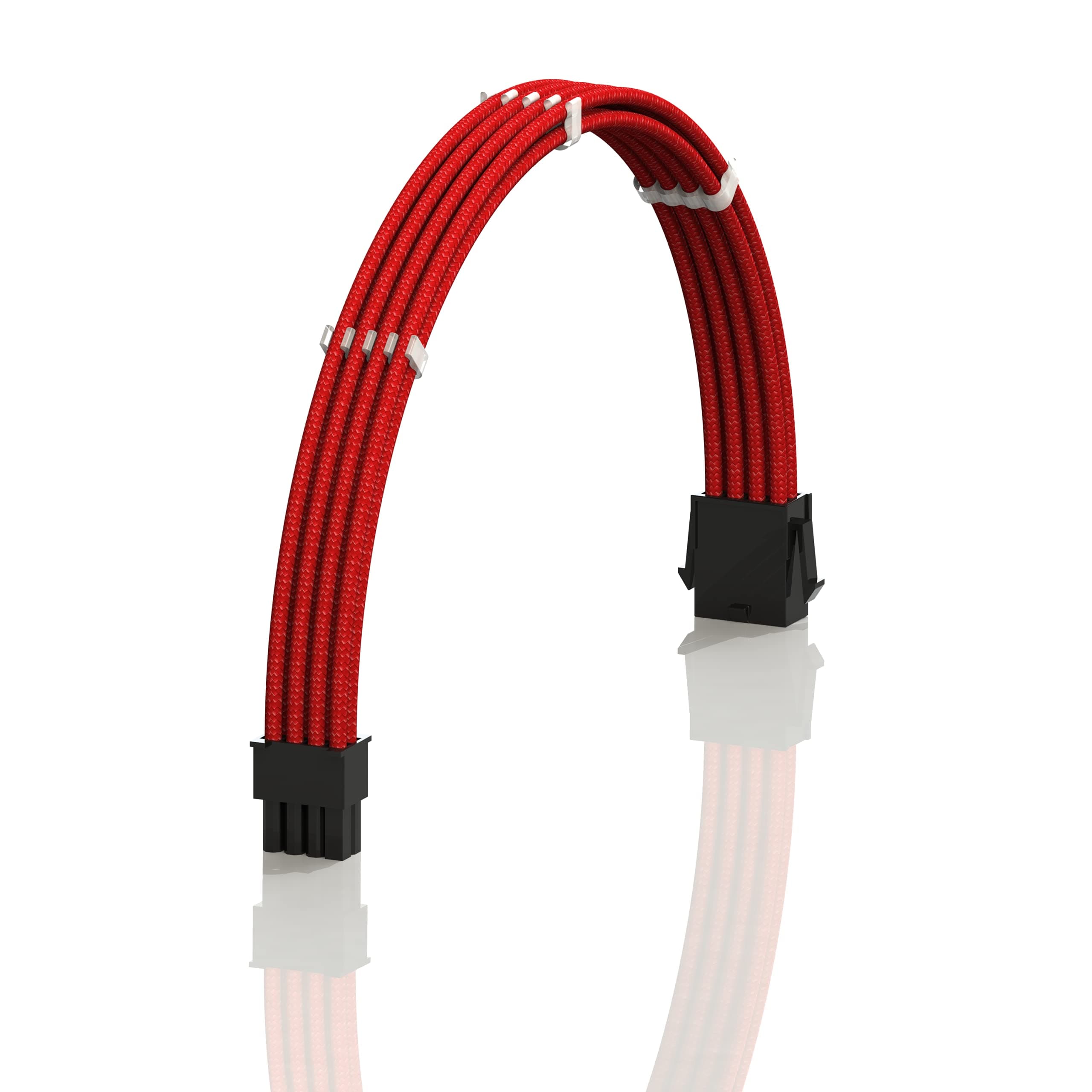 LINKUP - AVA 30cm EPS 8 Pin (4+4) CPU ATX Motherboard PSU Power Supply Braided Sleeved Custom Mod PC Extension Cable w/Combs | Strong & Stiff Design | Single Pack | 300mm - Red
