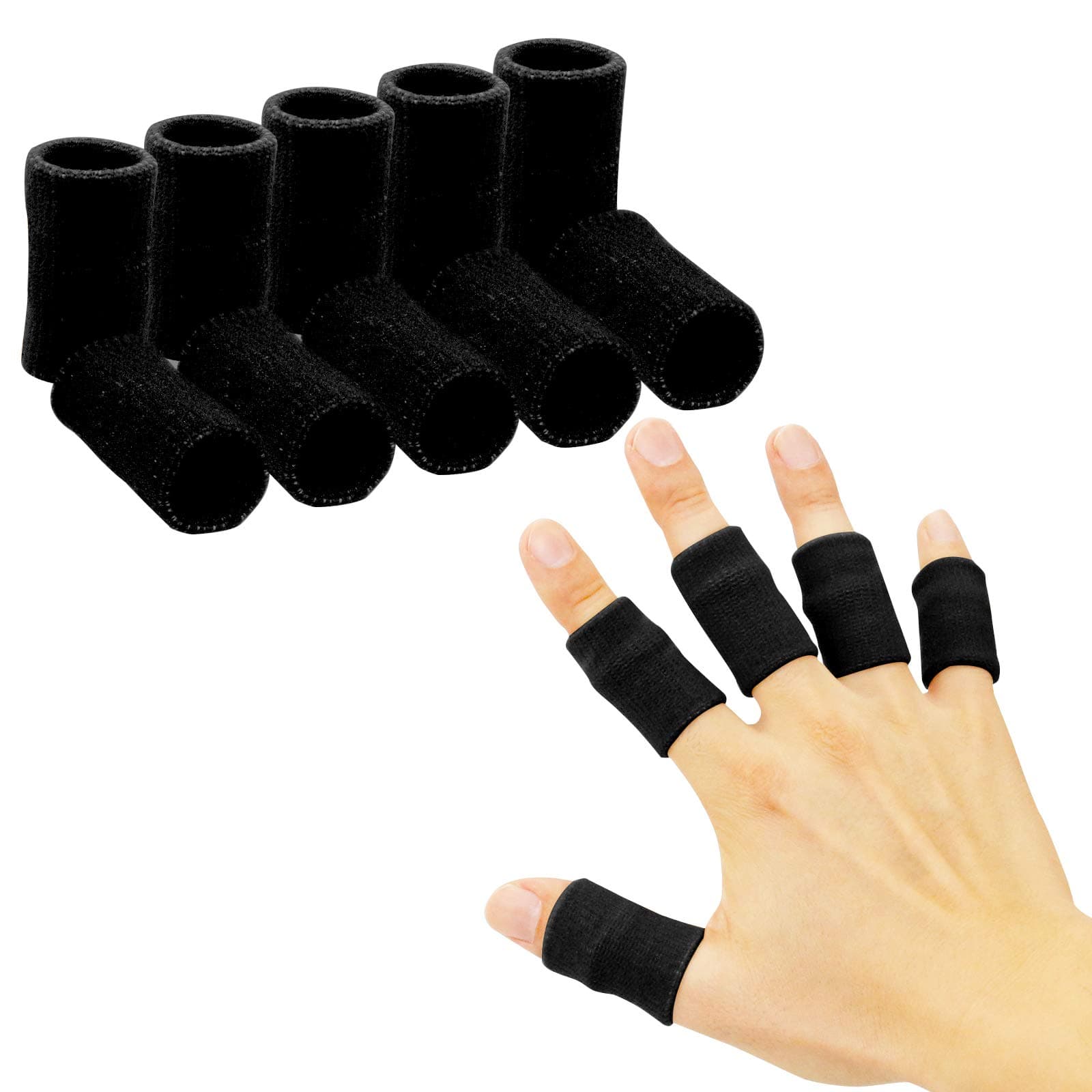 - Finger Sleeves , Thumb Splint Brace For Finger Support, Breathable Elastic Finger tape, Compression pression Protector For Reliving Pain, Triggger Finger, Compression Aid For Sports, 10PCS (black)