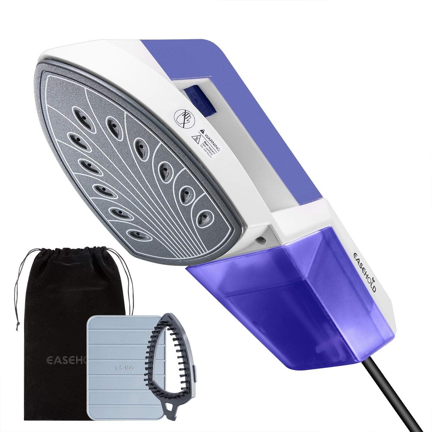 Easehold Handheld Clothes Steamer Garment Steamer 2 in 1 Flat and Vertical Steamer Iron Burning-proof (Blue and White)