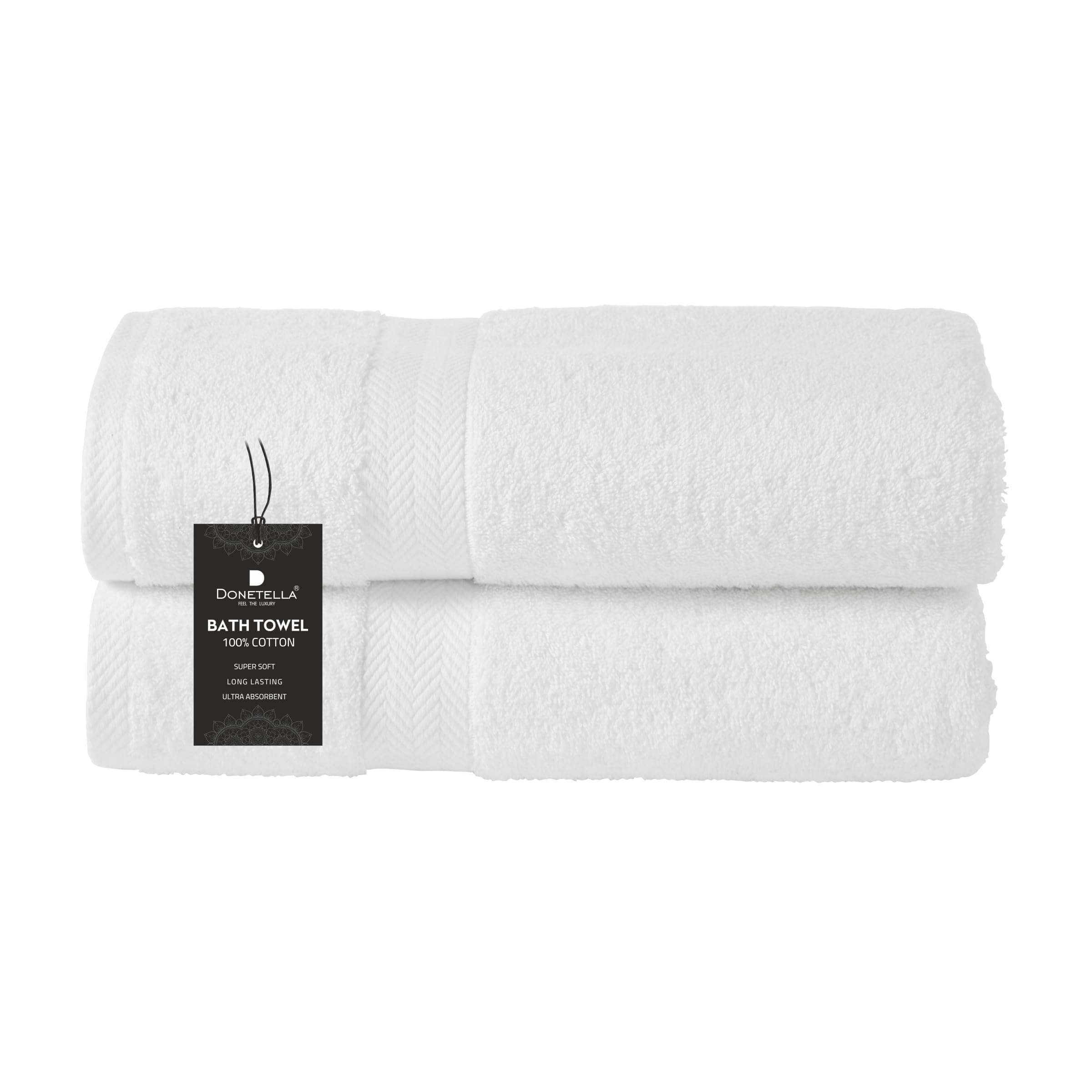 D DONETELLA FEEL THE LUXURY Premium 100% Combed Cotton Bath Towel Set of 2 (70 cm x 140 cm),600 GSM Large Towel, Soft, Absorbent, Quick Dry, Perfect Towels for Bathroom, Gym, Spa & Hotel