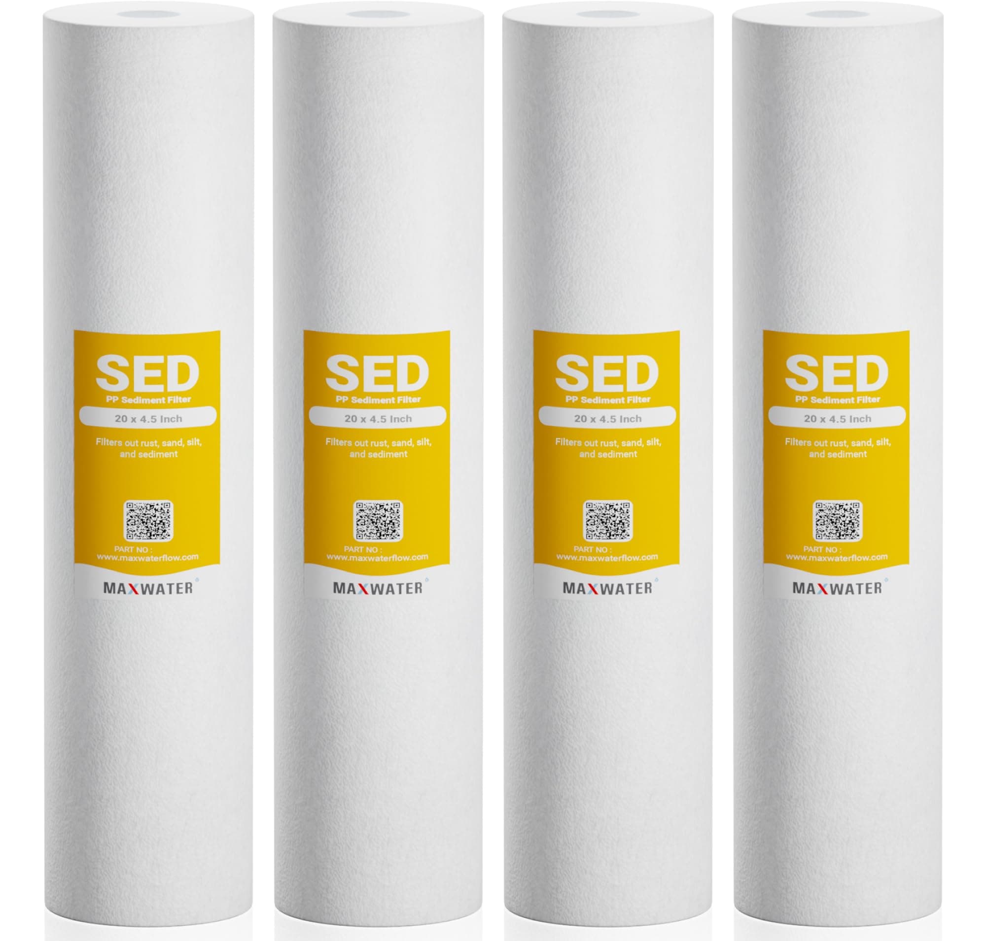 5 Micron 20 x 4.5 Sediment Filter 20 inch Whole House BB Water Filtration System Replacement Compatible Cartridge DGD-5005-20, FP25B, AP810-6, FPMB5-20, P5-20, 155358-43, SDC-45-2005