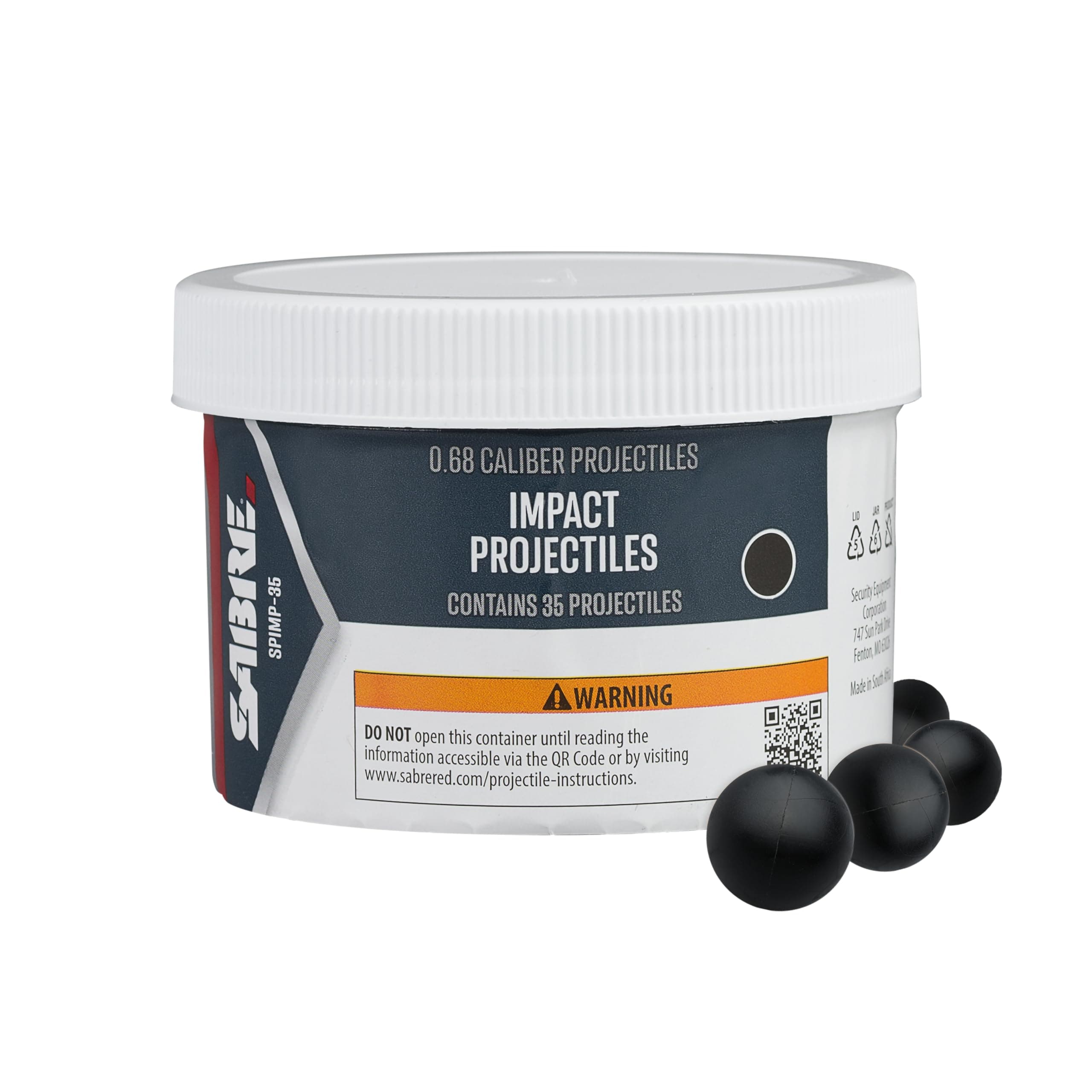 SABRE Home Defense Projectile Launcher, with 7, .68 Cal. Impact Projectiles, Direct Impact Up to 60ft., Easy to Handle, and Holds Up to 7 projectiles with 330 FPS Velocity Range