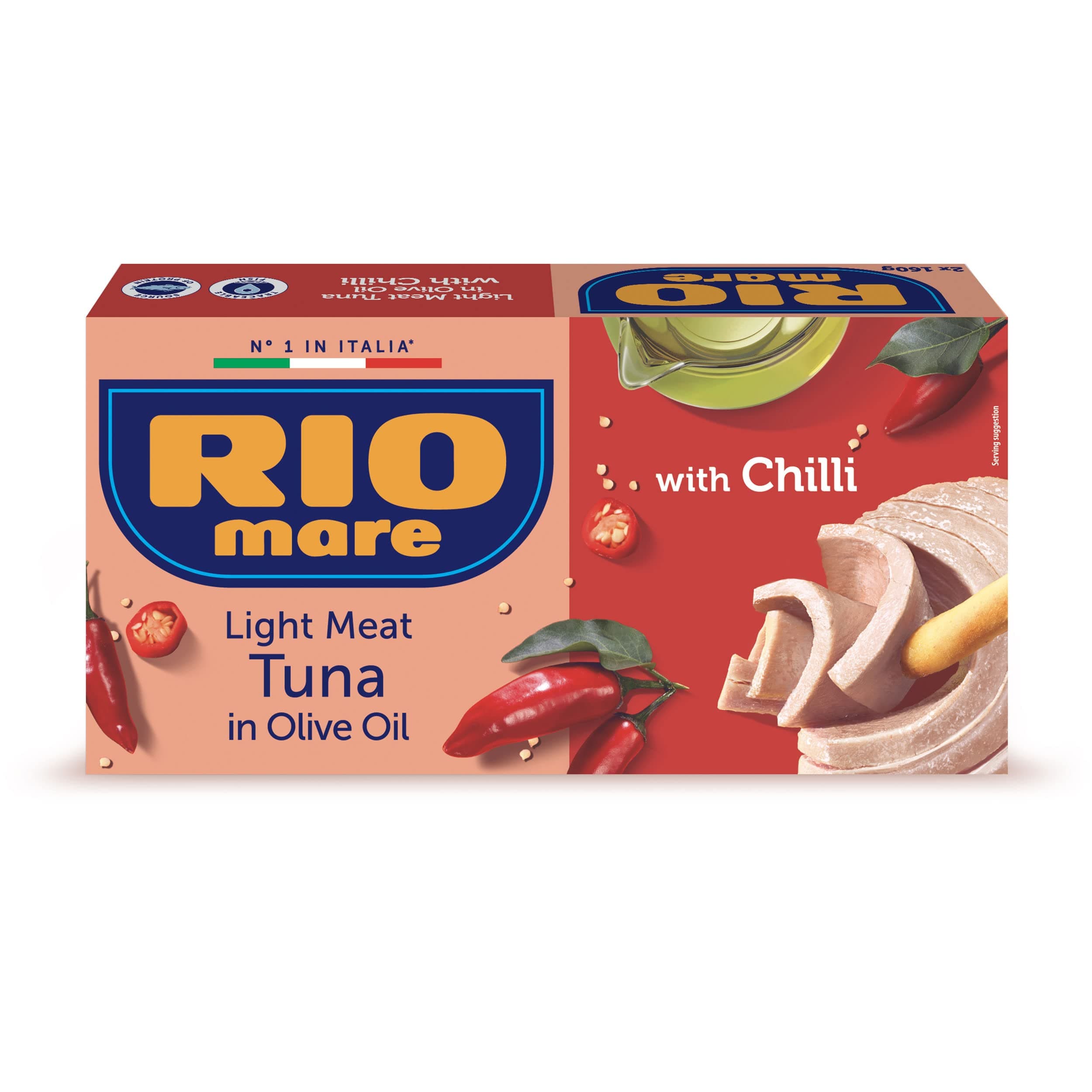 Rio Mare Light Meat Tuna in Olive Oil with Chilli Peppers - Pack of 2 x 160g